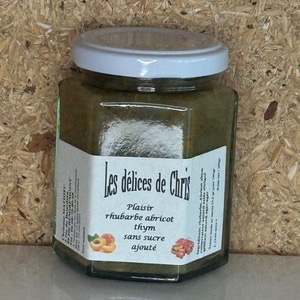 Plaisir Rhubarbe abricot thym -Substitut de confiture sans sucre - 370g