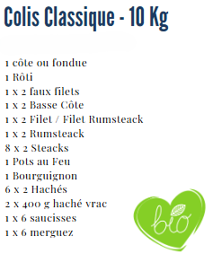 Colis de viande bovine Classique - 10kg