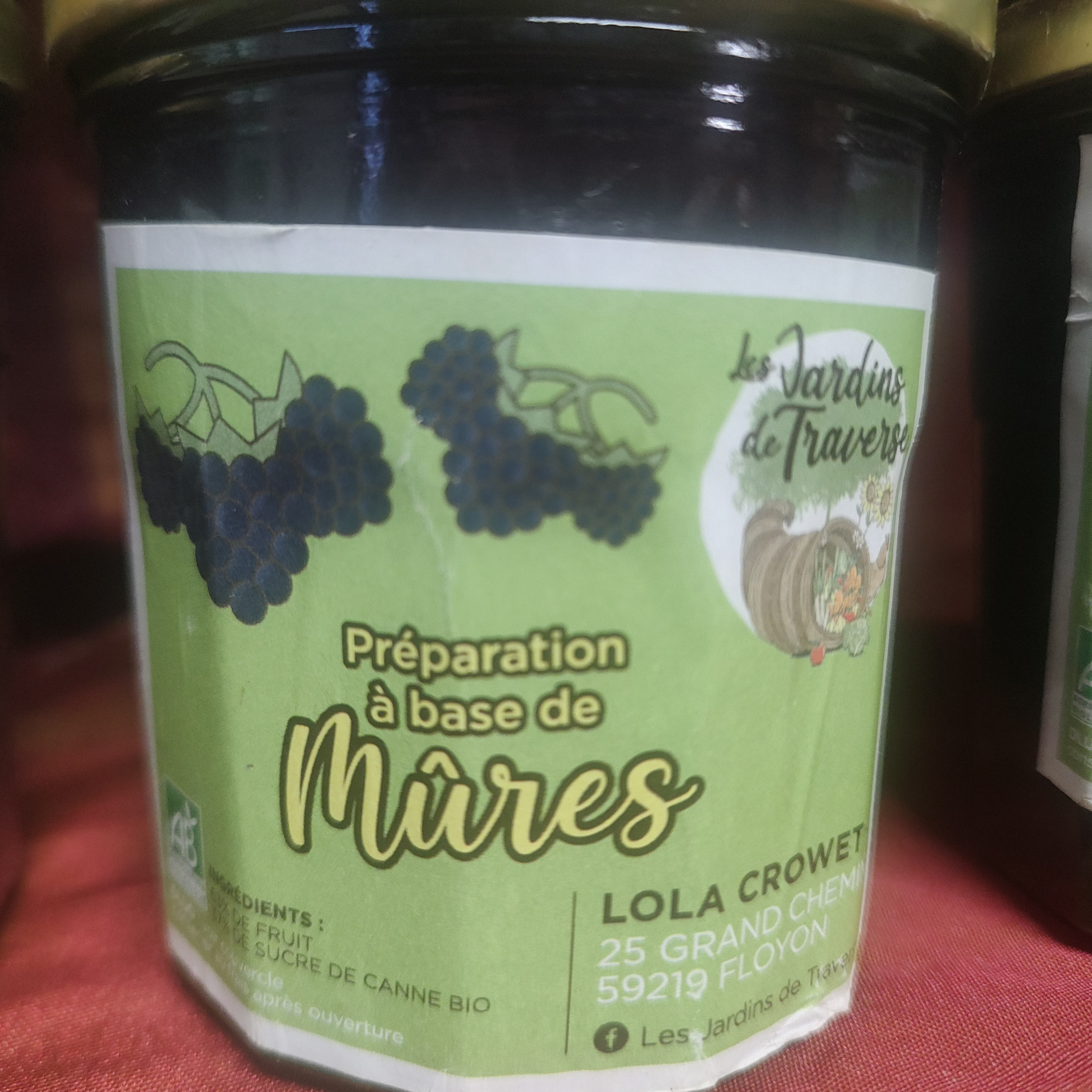 Confitures à la mûre, sans grains - bocal