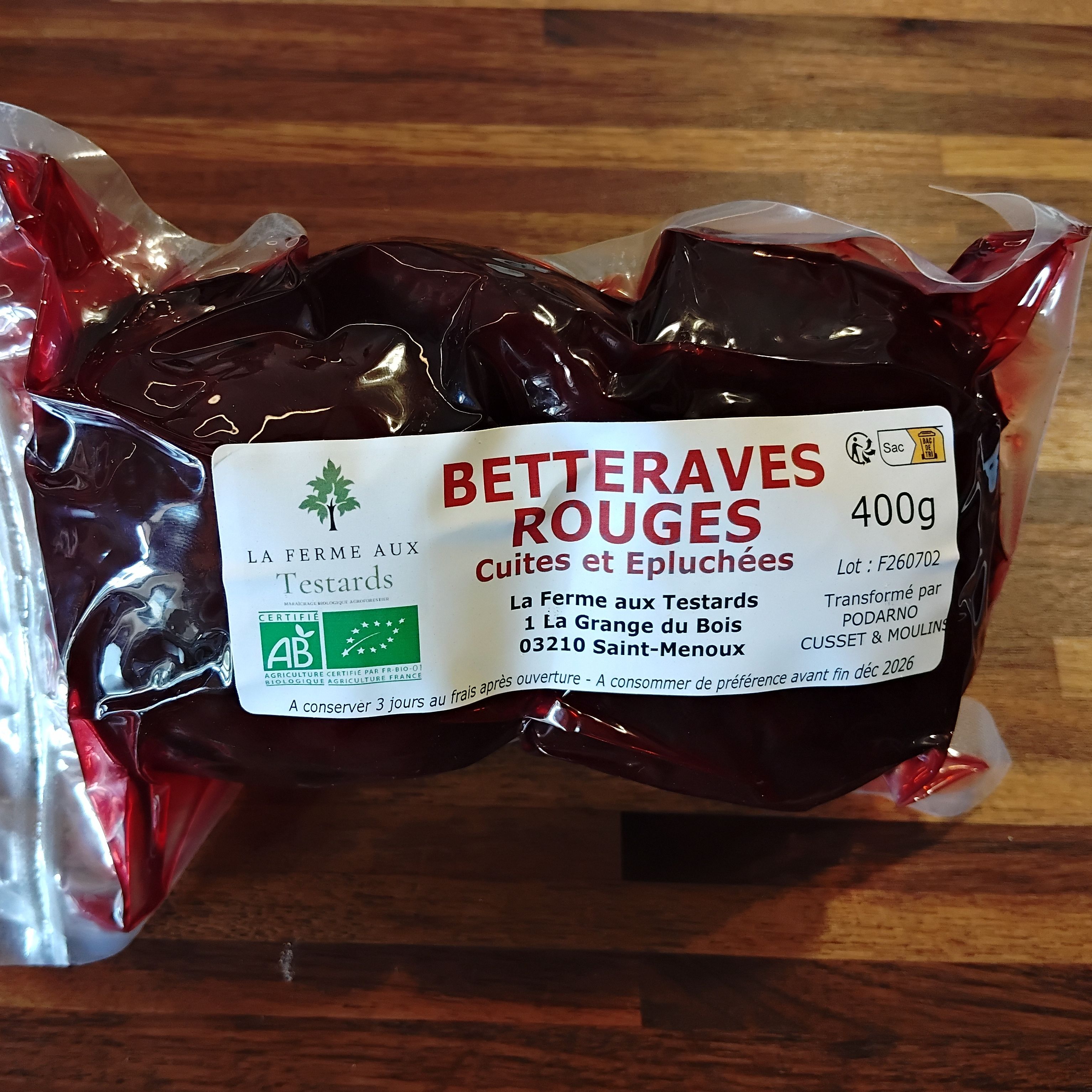 Betterave rouges cuites et épluchées - 400g