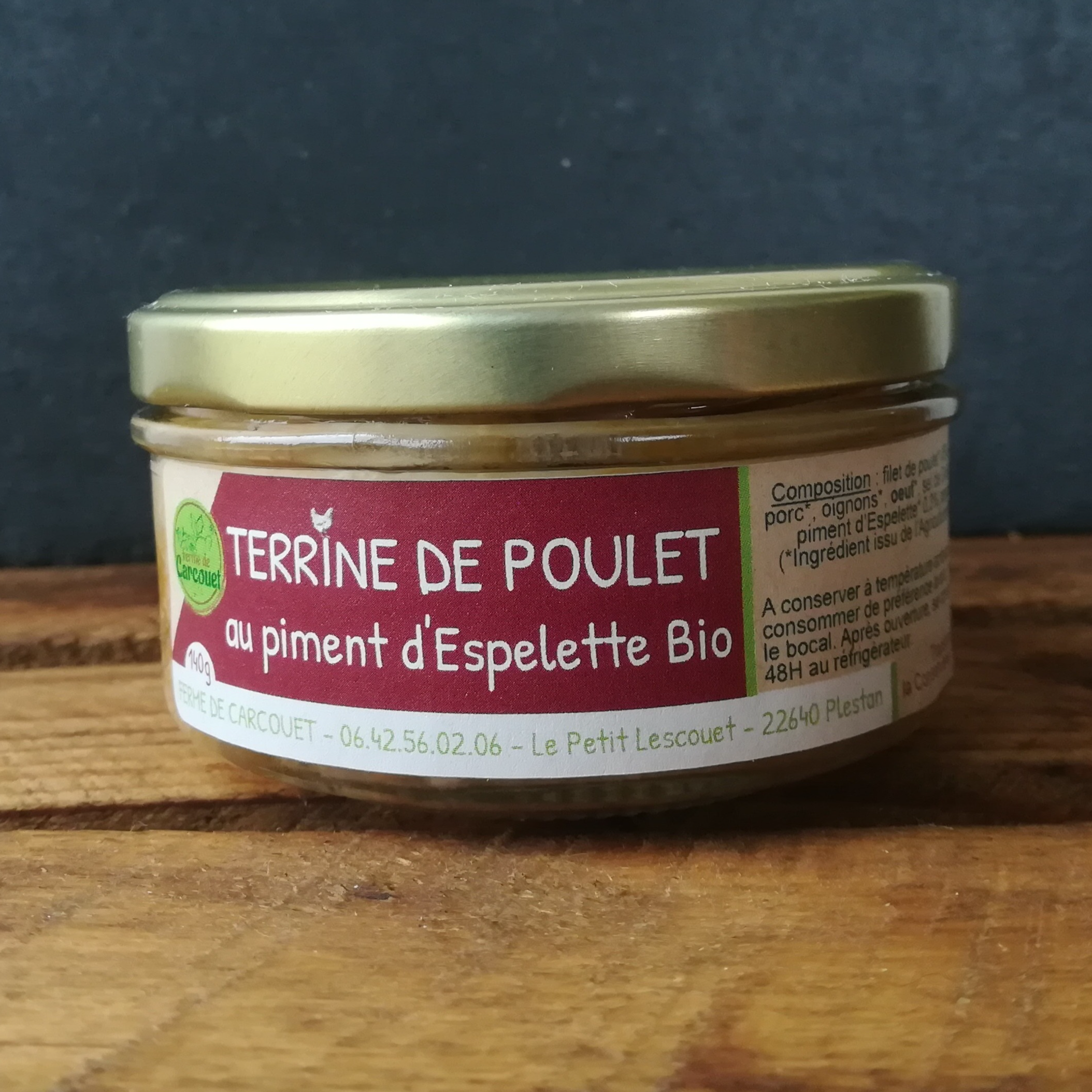 Terrine de poulet au piment d’Espelette Bio - 140g