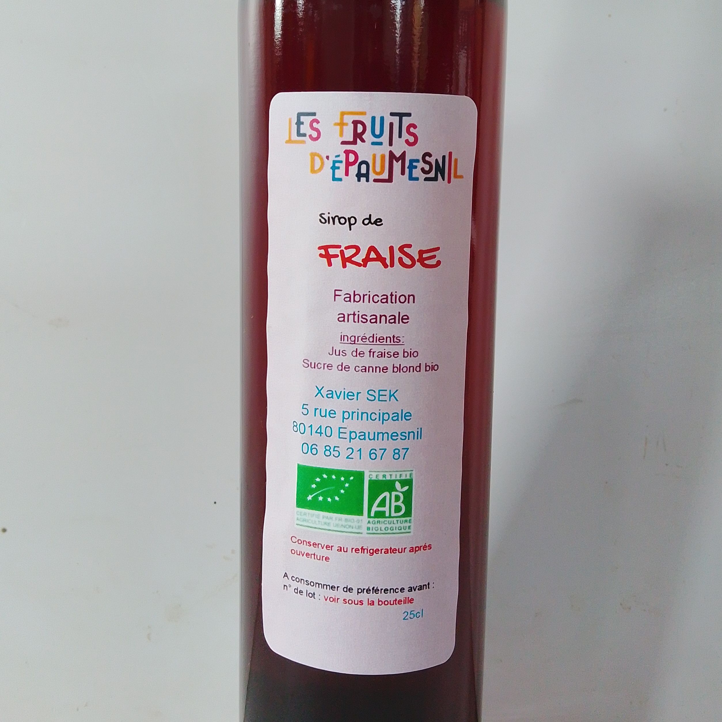 sirop de fraises bio - 25cl