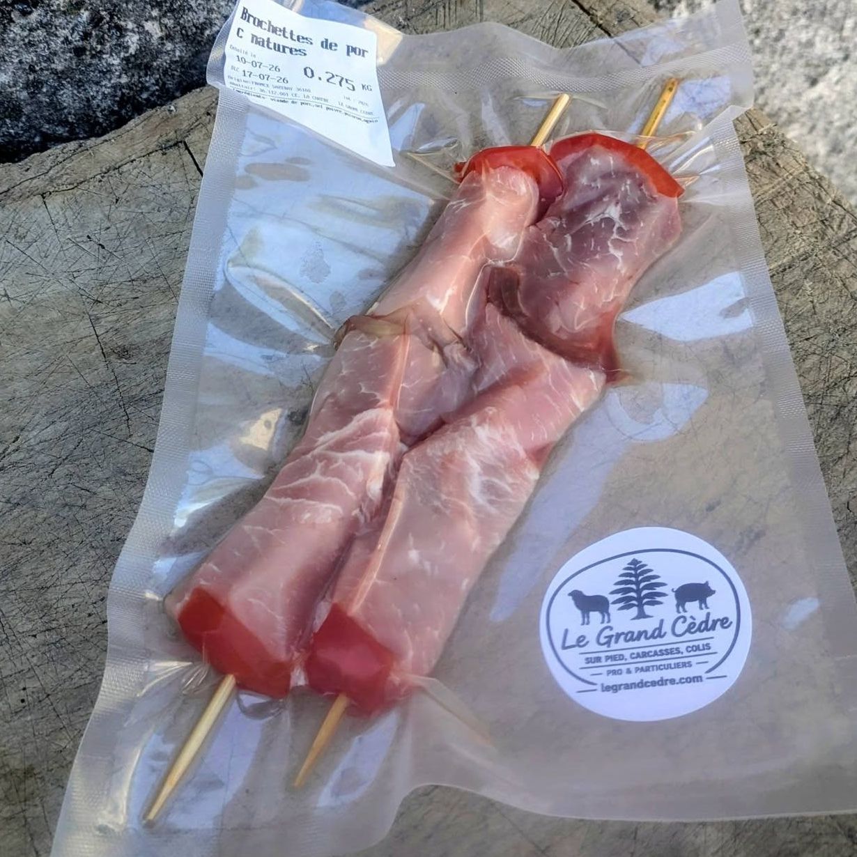 Brochettes de porc nature
