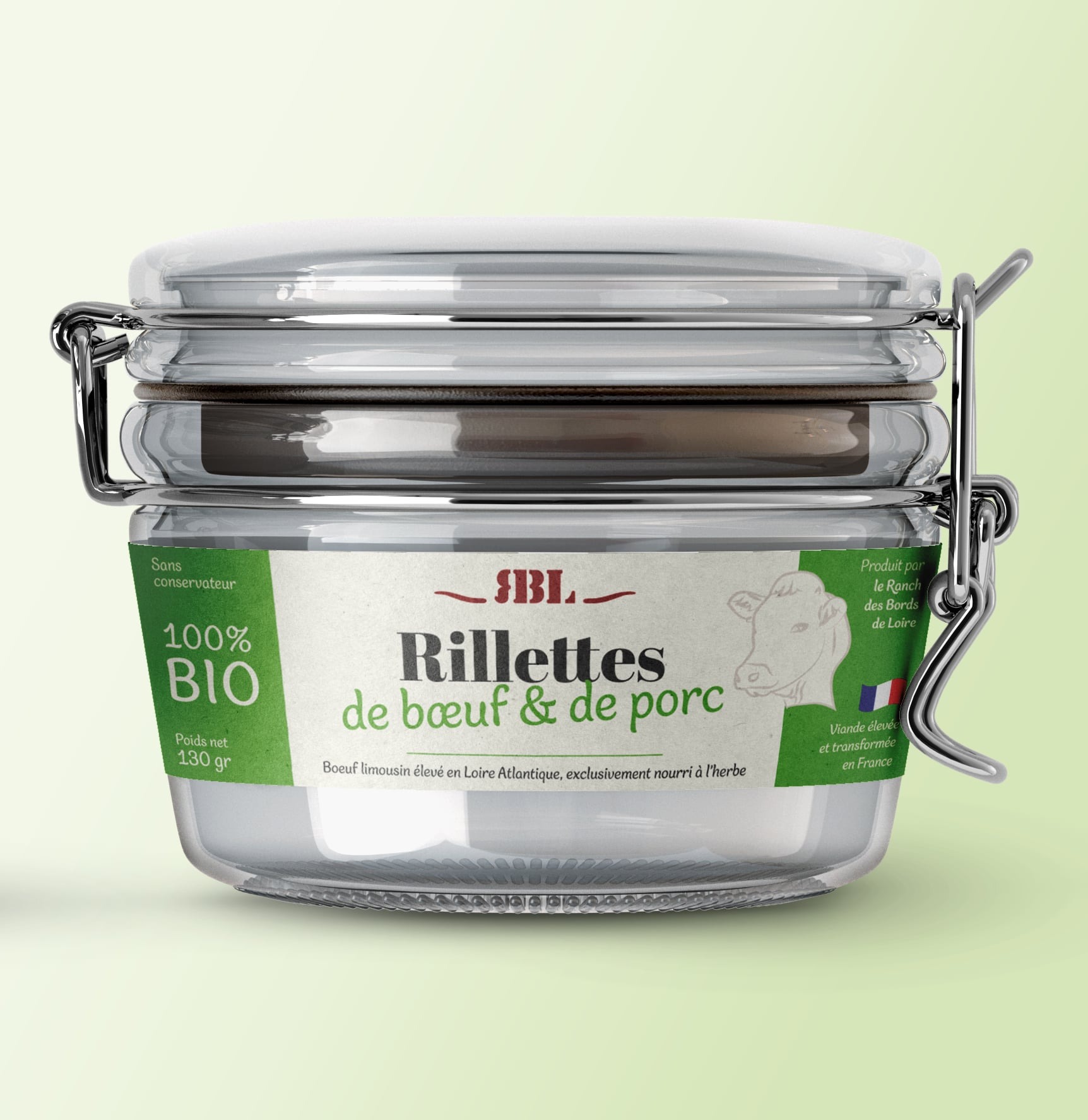 Rillettes de bœuf et Porc - nature - AB - 0,13kg