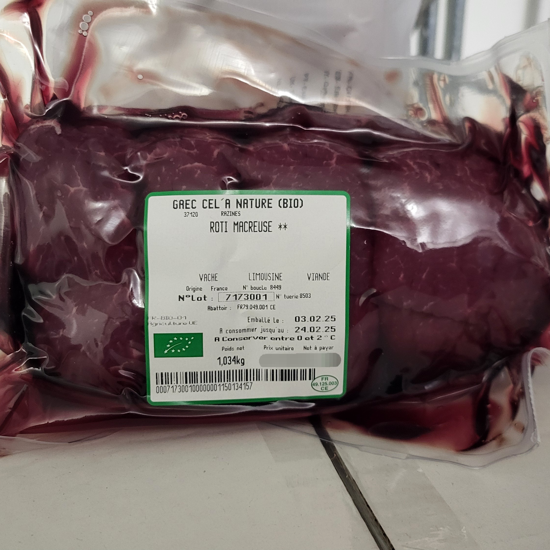 Rôti de bœuf Macreuse - 850g