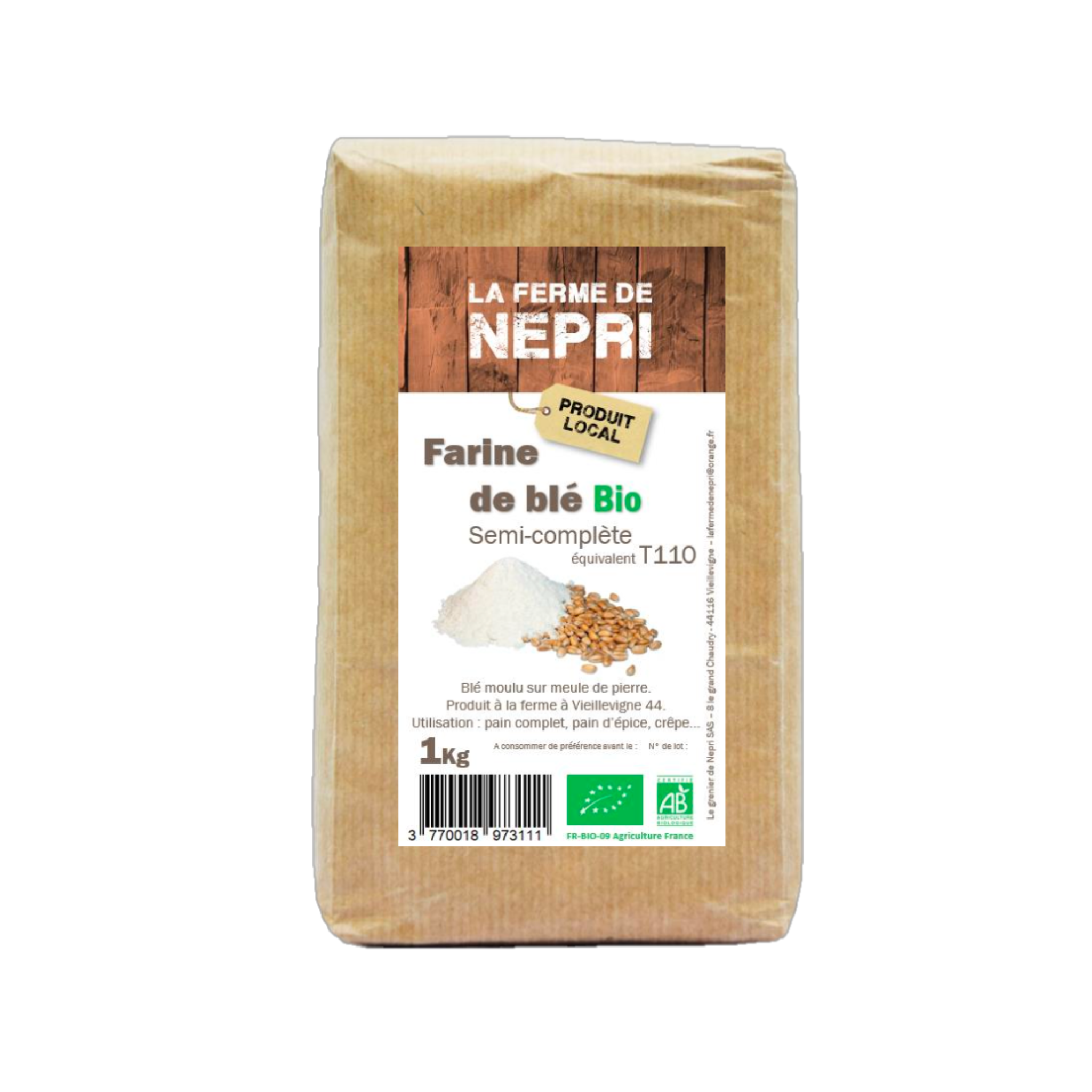 Farine de blé semi-complète T110 - 1kg