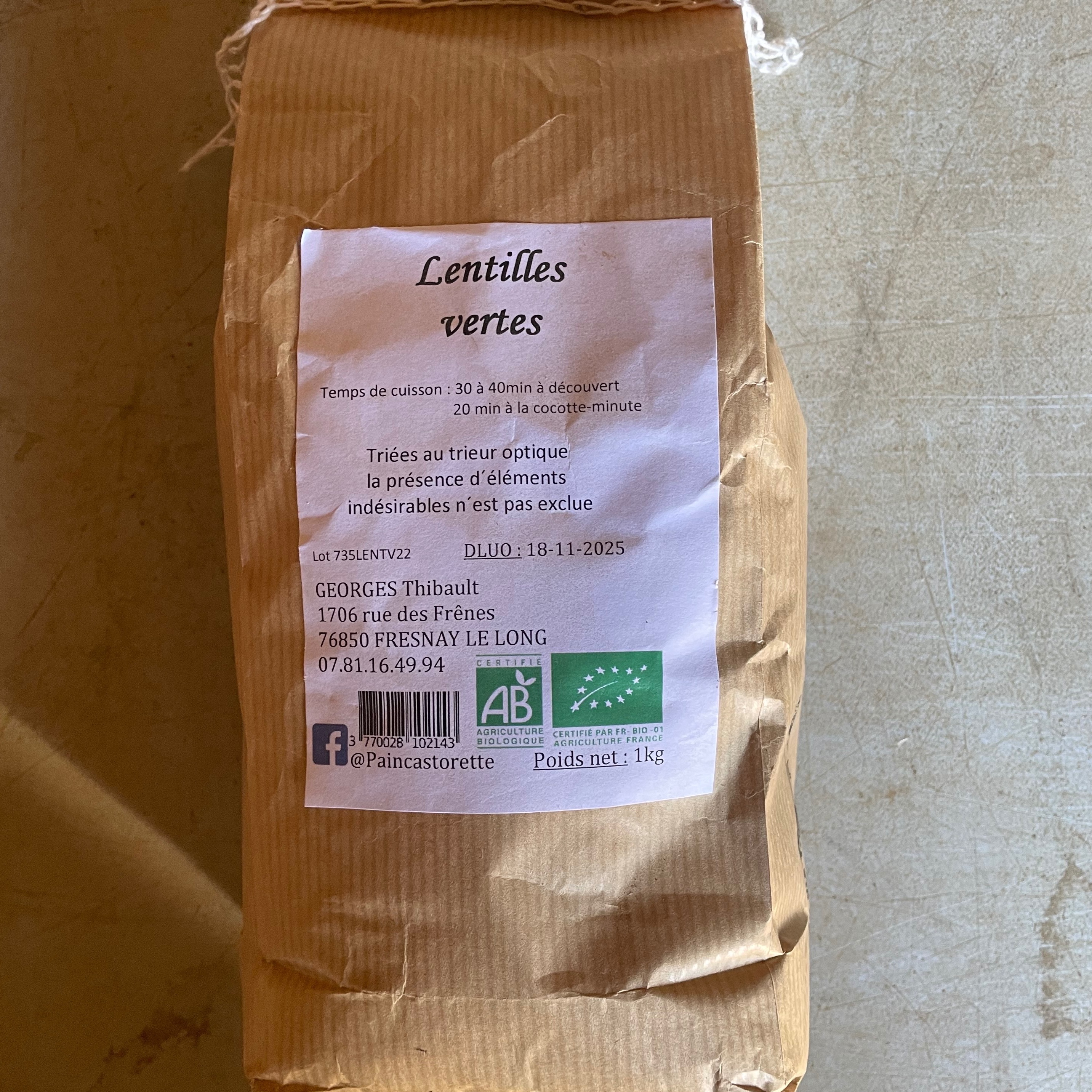 Lentilles vertes - 1kg