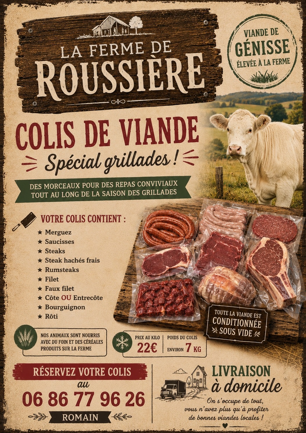 Colis de génisse «&nbsp;Grillades&nbsp;» - 7kg