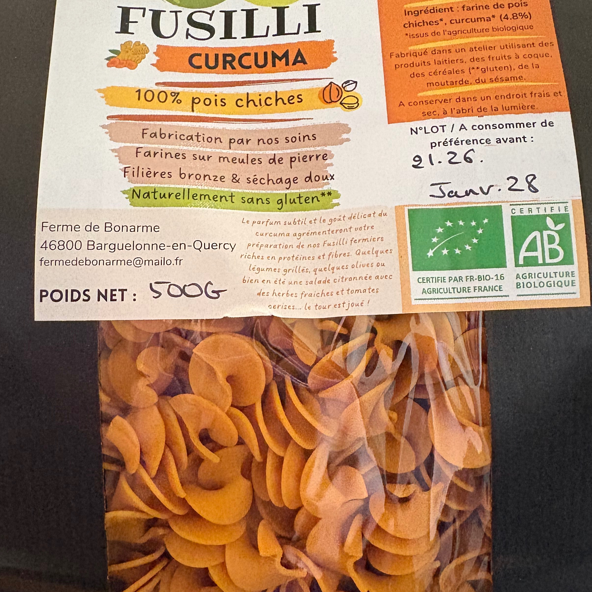 Pâtes pois curcuma chiche 500gr