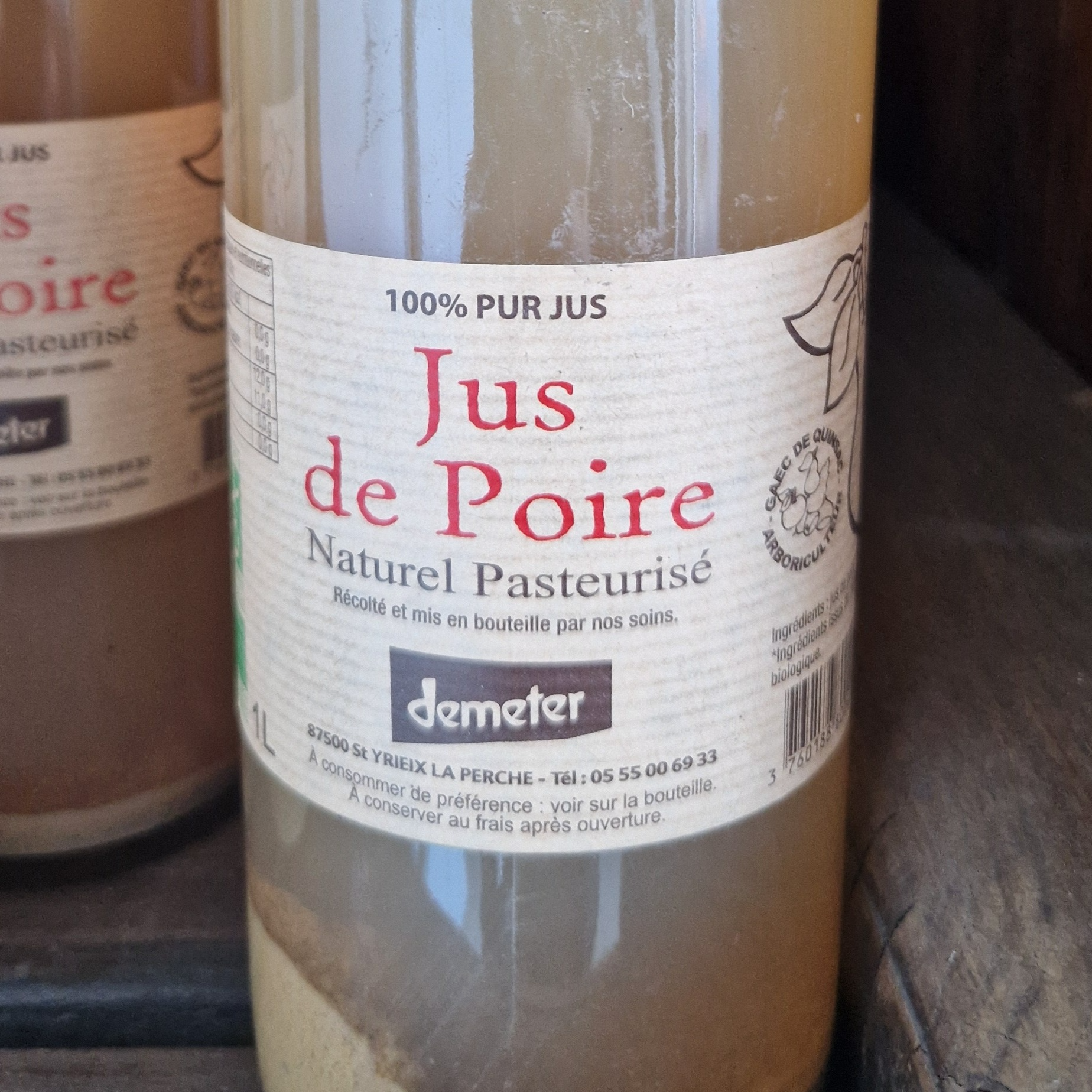 Jus de poire 1L Bio et demeter