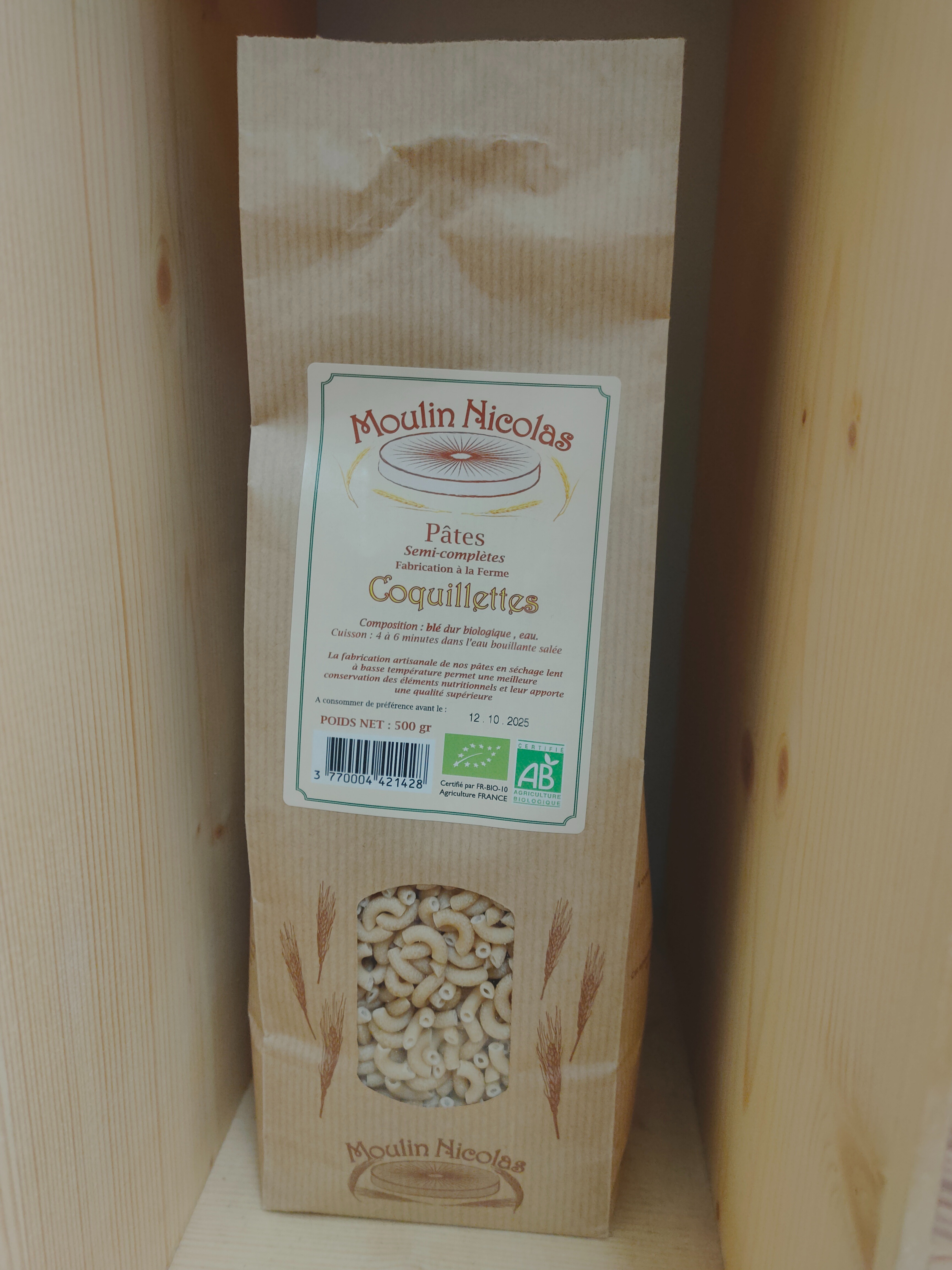 Pâtes Artisanal Coquillette 500g Bio