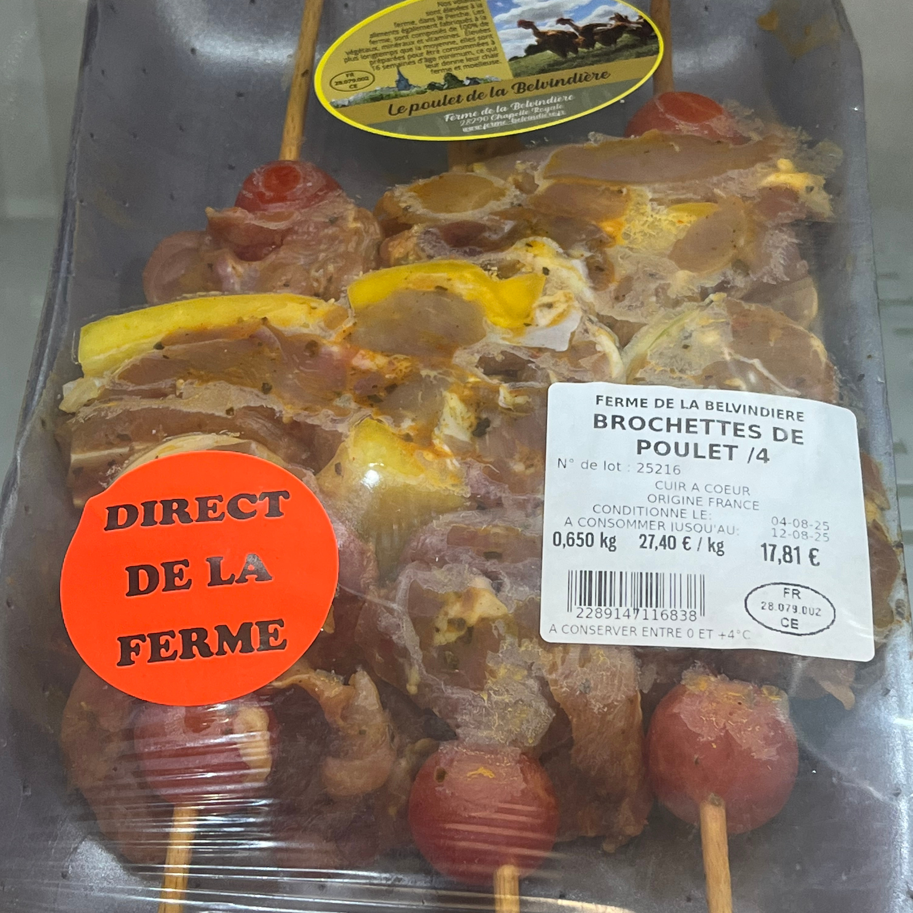 Brochettes de poulet fermier - 0,65kg