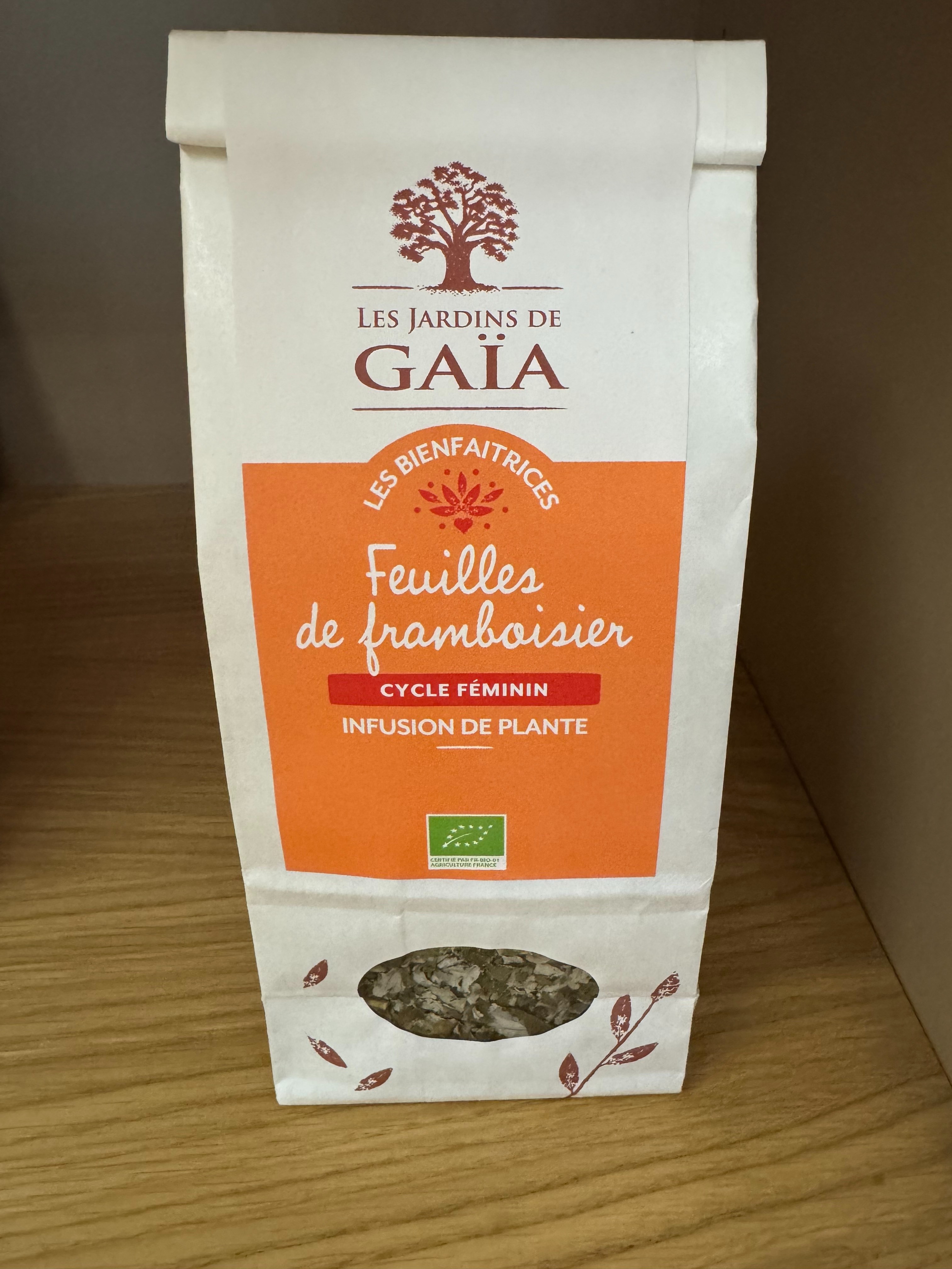 Infusions plantes Gaia - Feuilles de framboisier - 100g