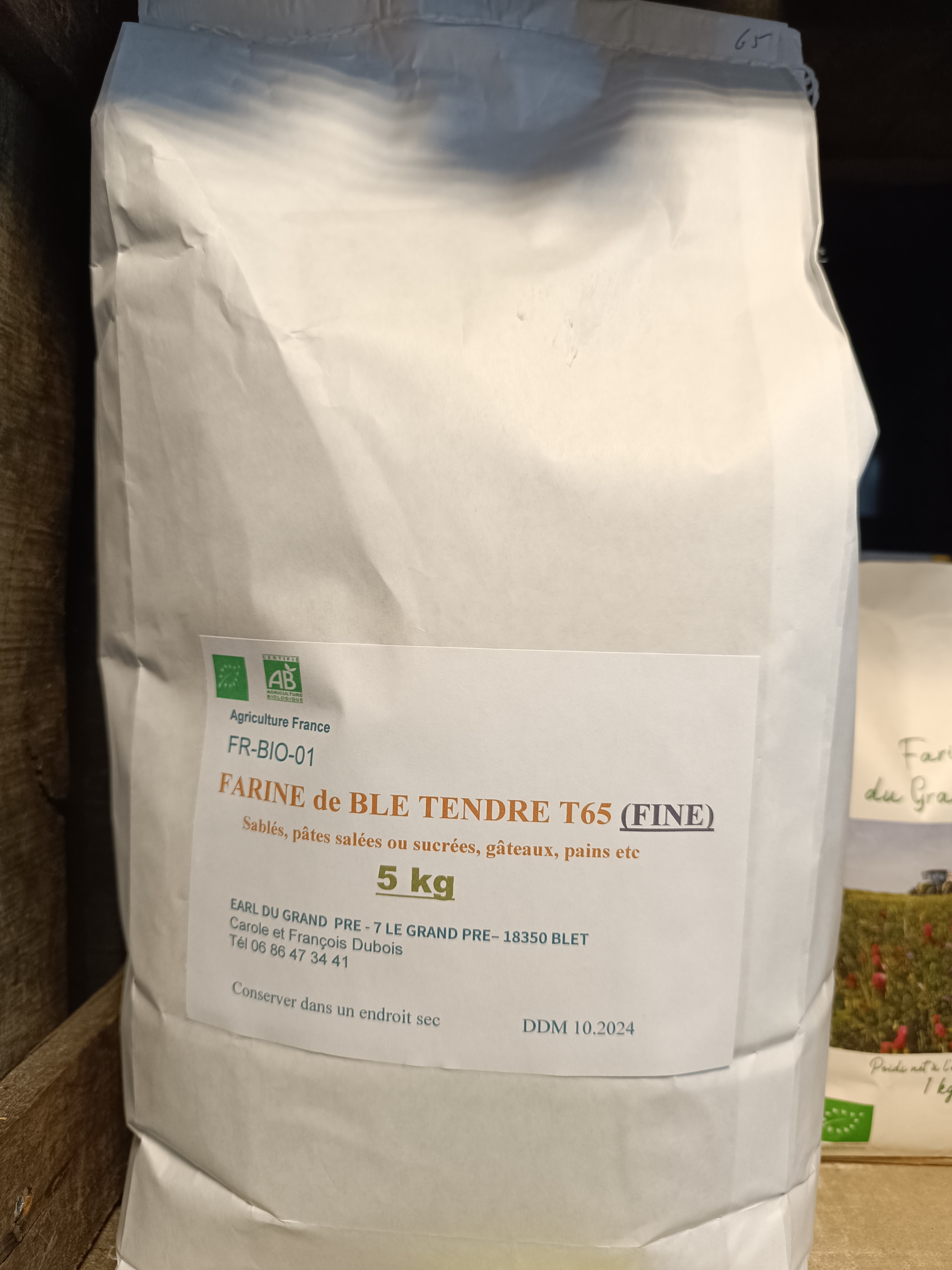 Farine Ble Bio T65 En 5 Kg