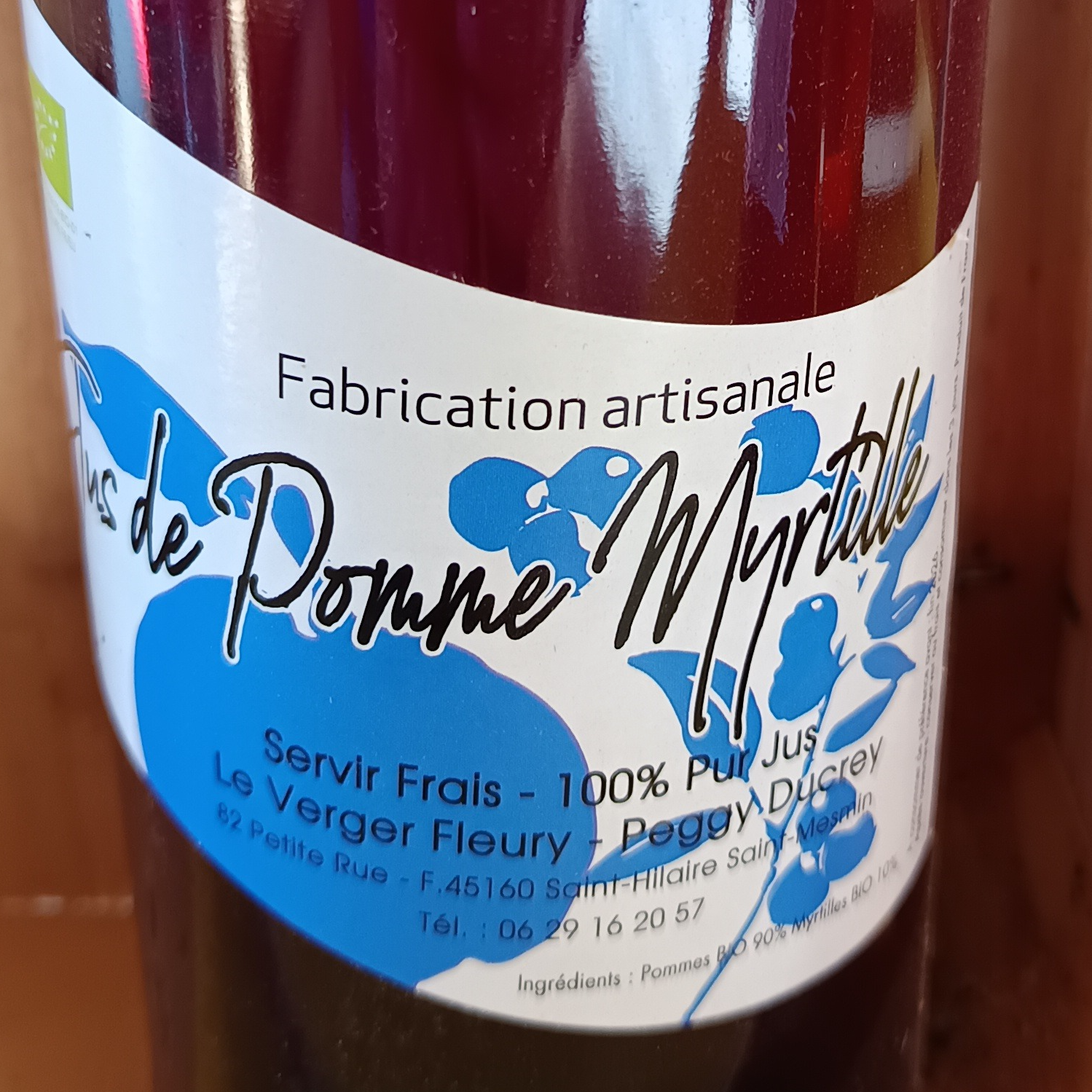 Jus de pommes myrtilles