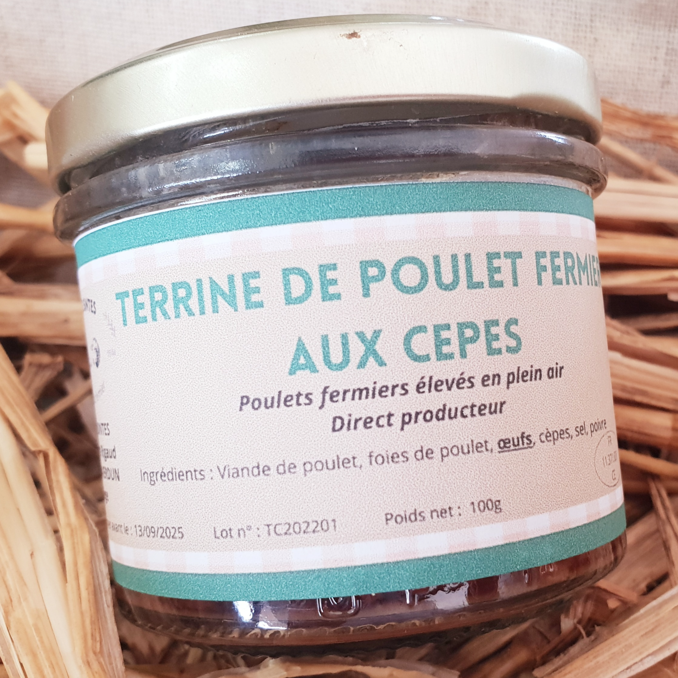 Terrine de poulet fermier aux cèpes (100g)