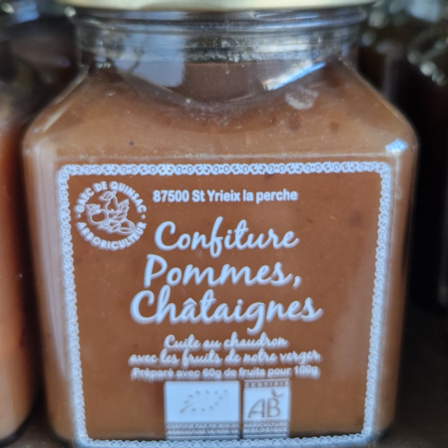 Confiture de pommes chataignes Bio 330gr