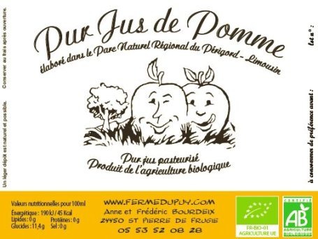 carton de 12 bouteilles de jus de pomme 100 cl - 19kg