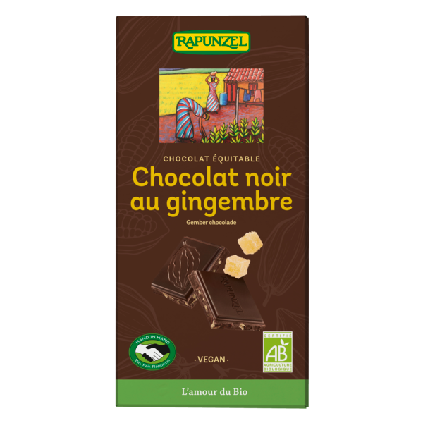Chocolat noir 55% de cacao, au gingembre confit - 80g