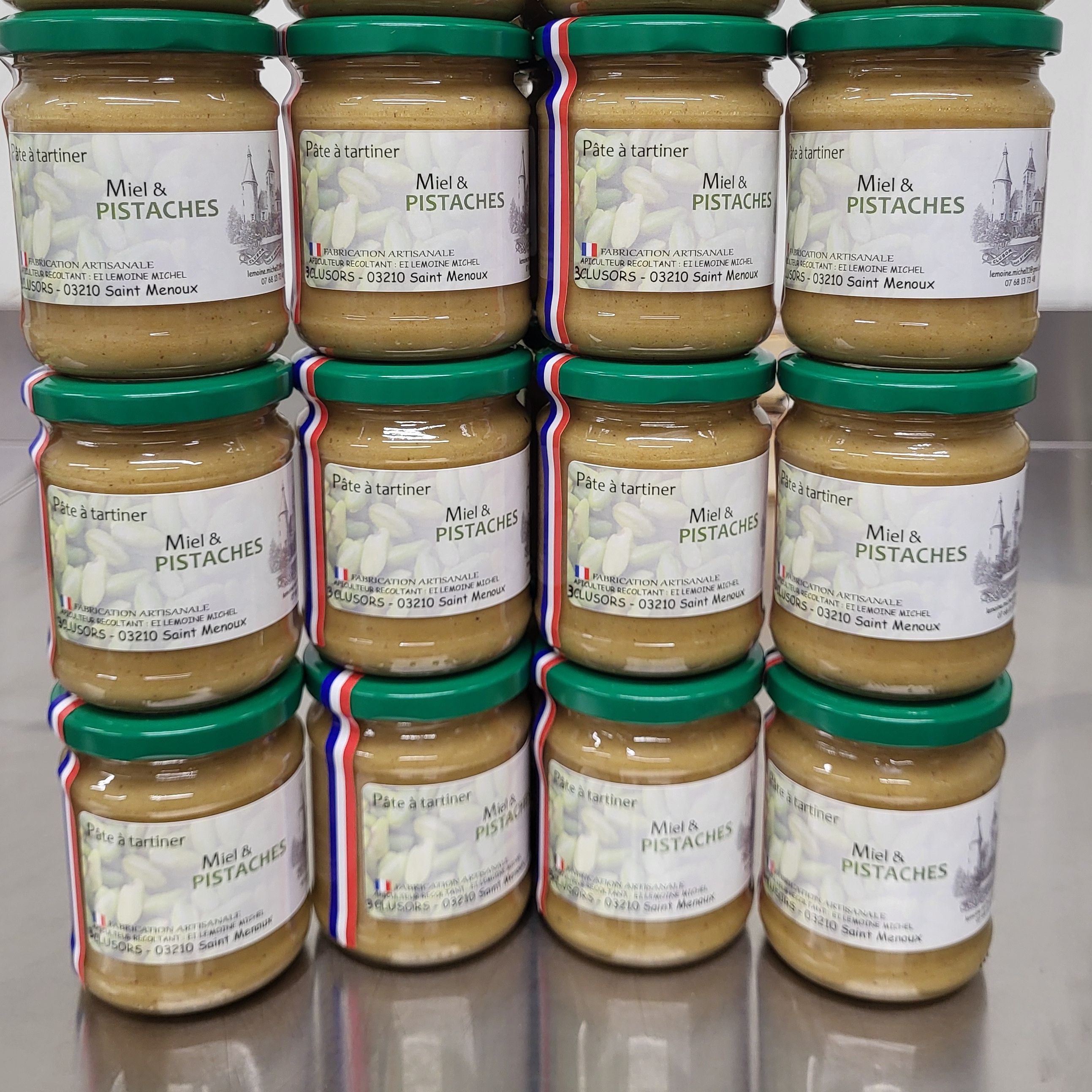 Pâte à tartiner (90%Miel-10% Pistaches) 250g