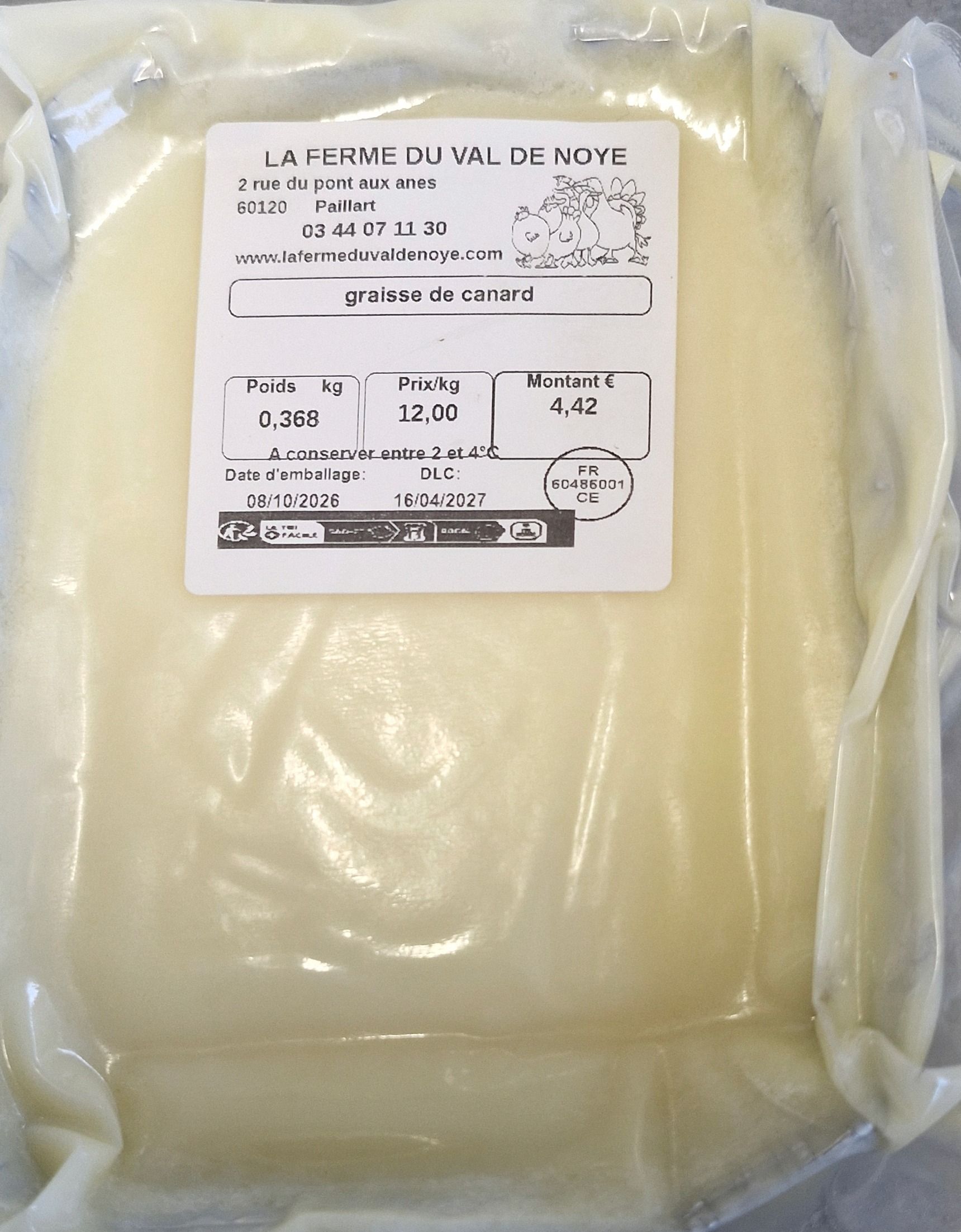 Graisse fraiche de canard - 400g