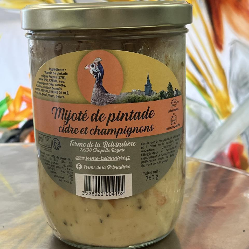 Mijoté de Pintade fermière Cidre et Champignons - 780g