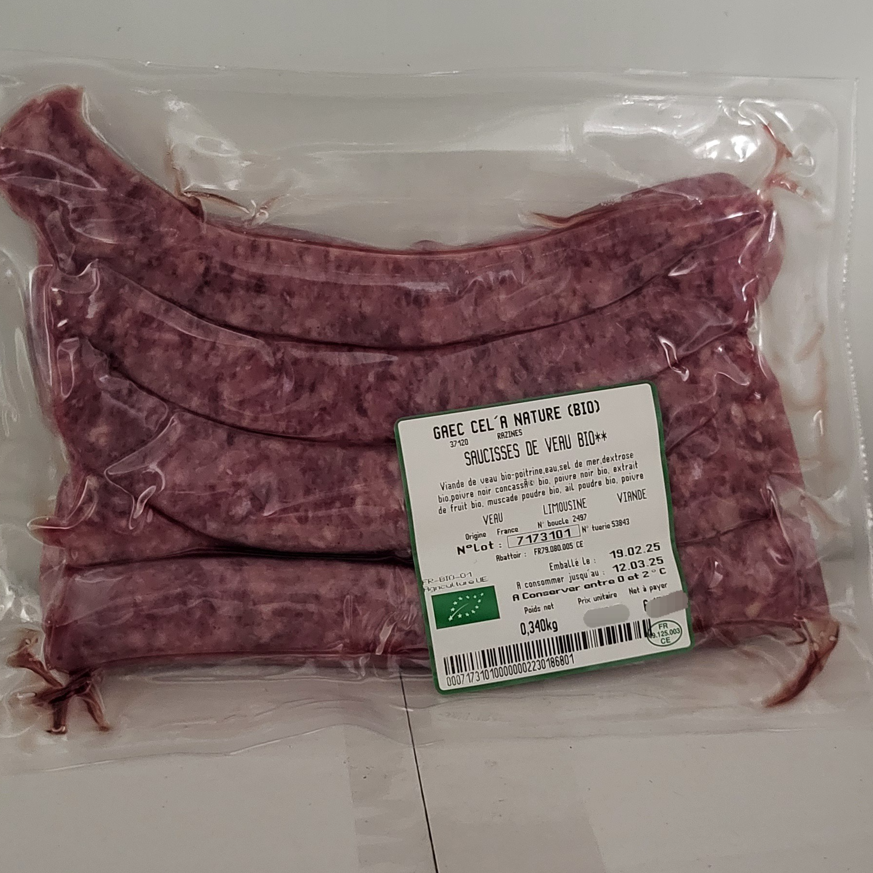 Saucisses de veau x5 - 340g