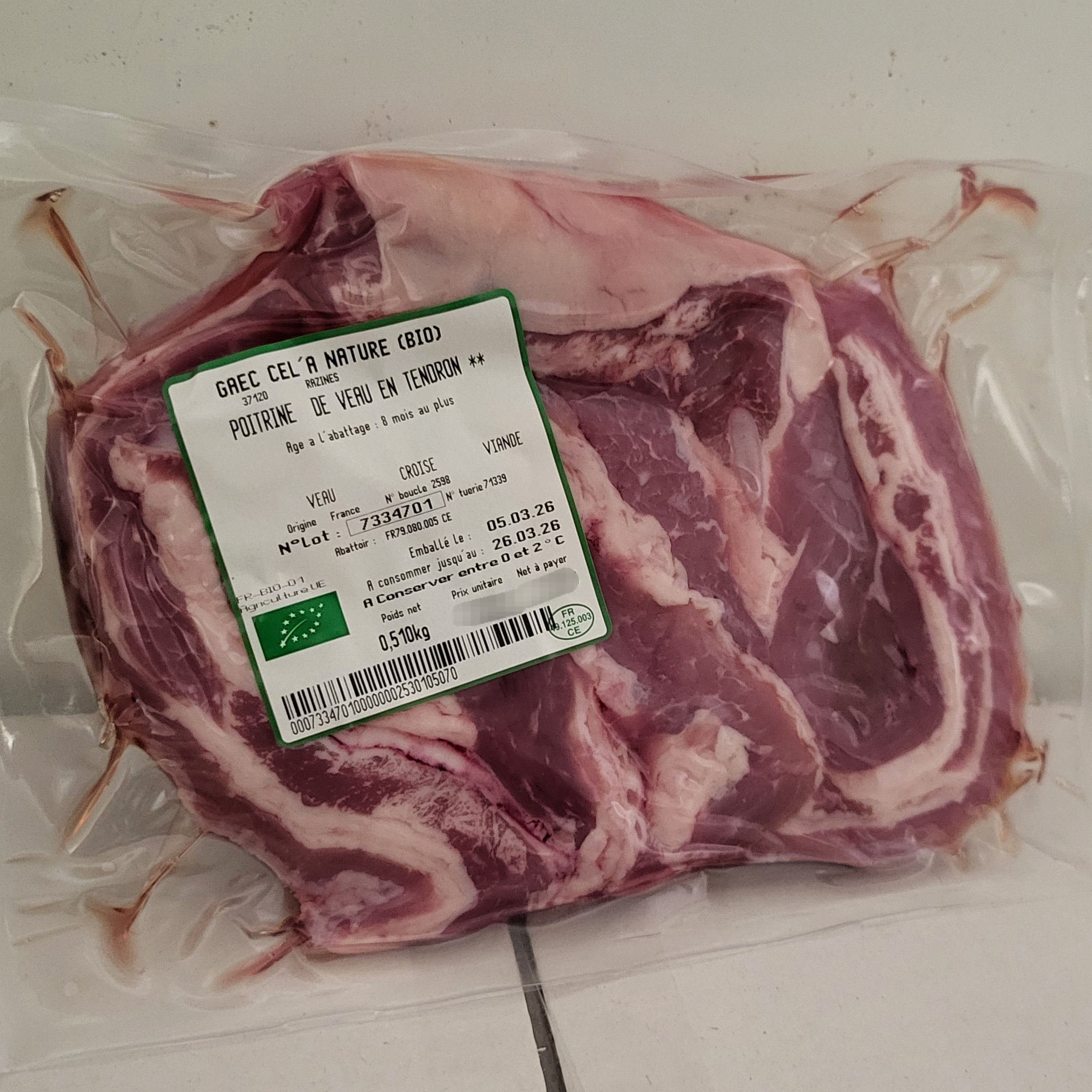 Tendron de veau - 500g