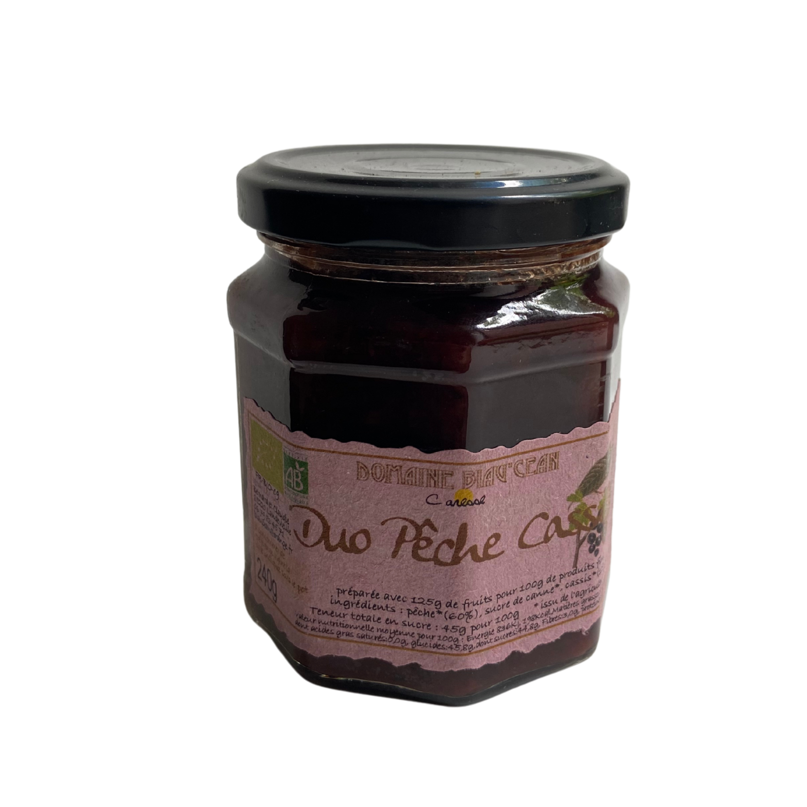 Confiture duo pêche et cassis - 240g