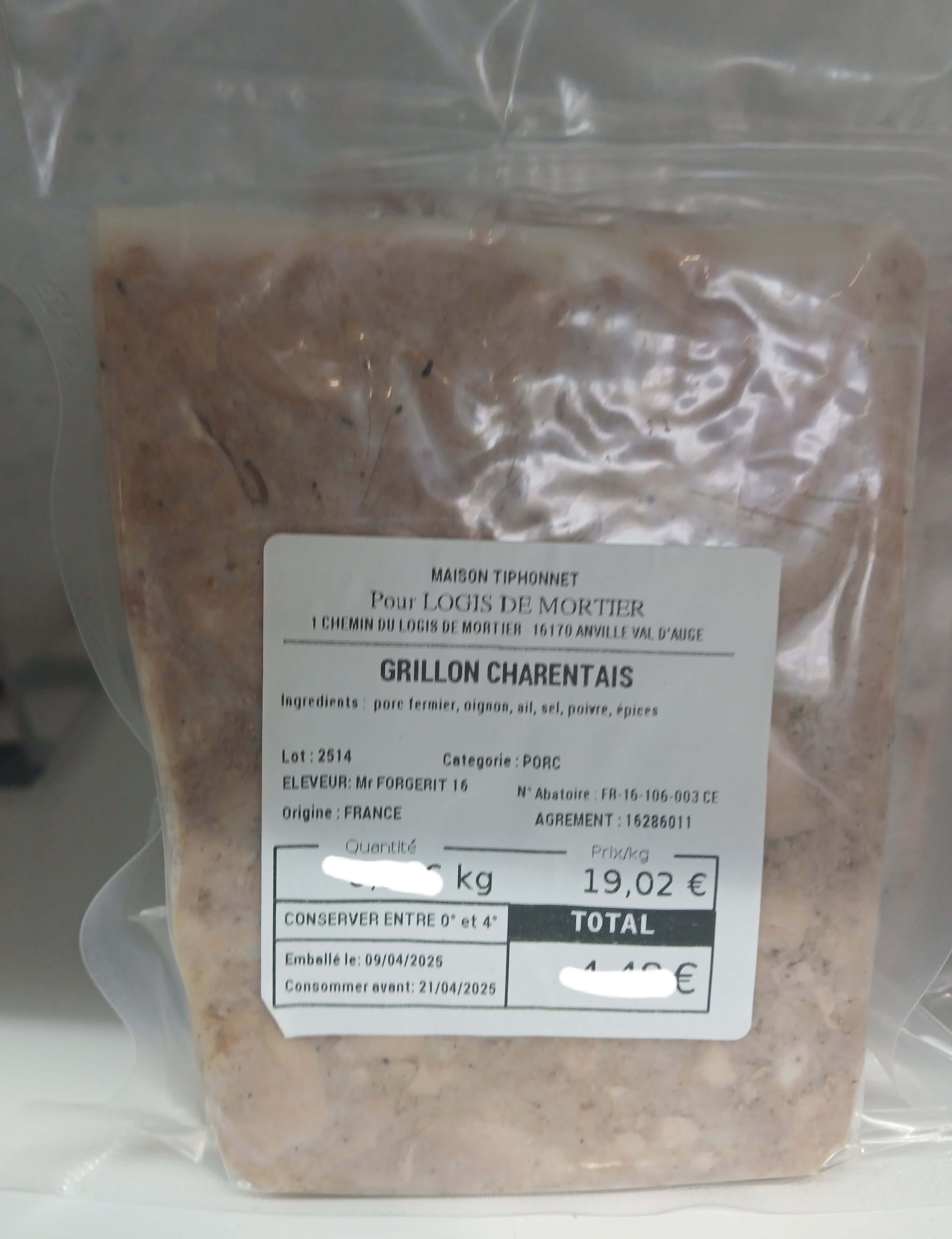 Grillon charentais en tranche - 222g