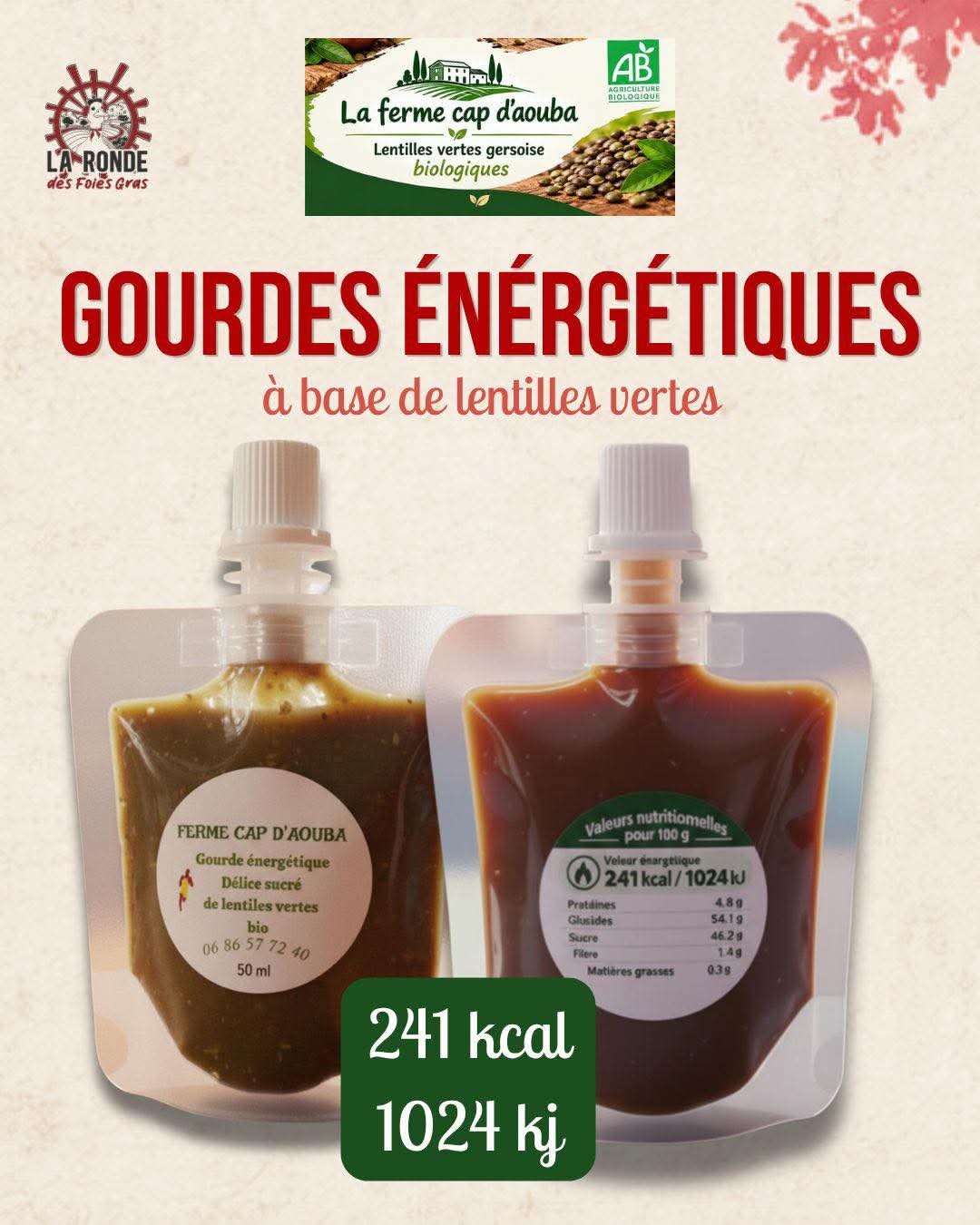 Gourde énergétique  de délice sucré de lentilles vertes - 70g