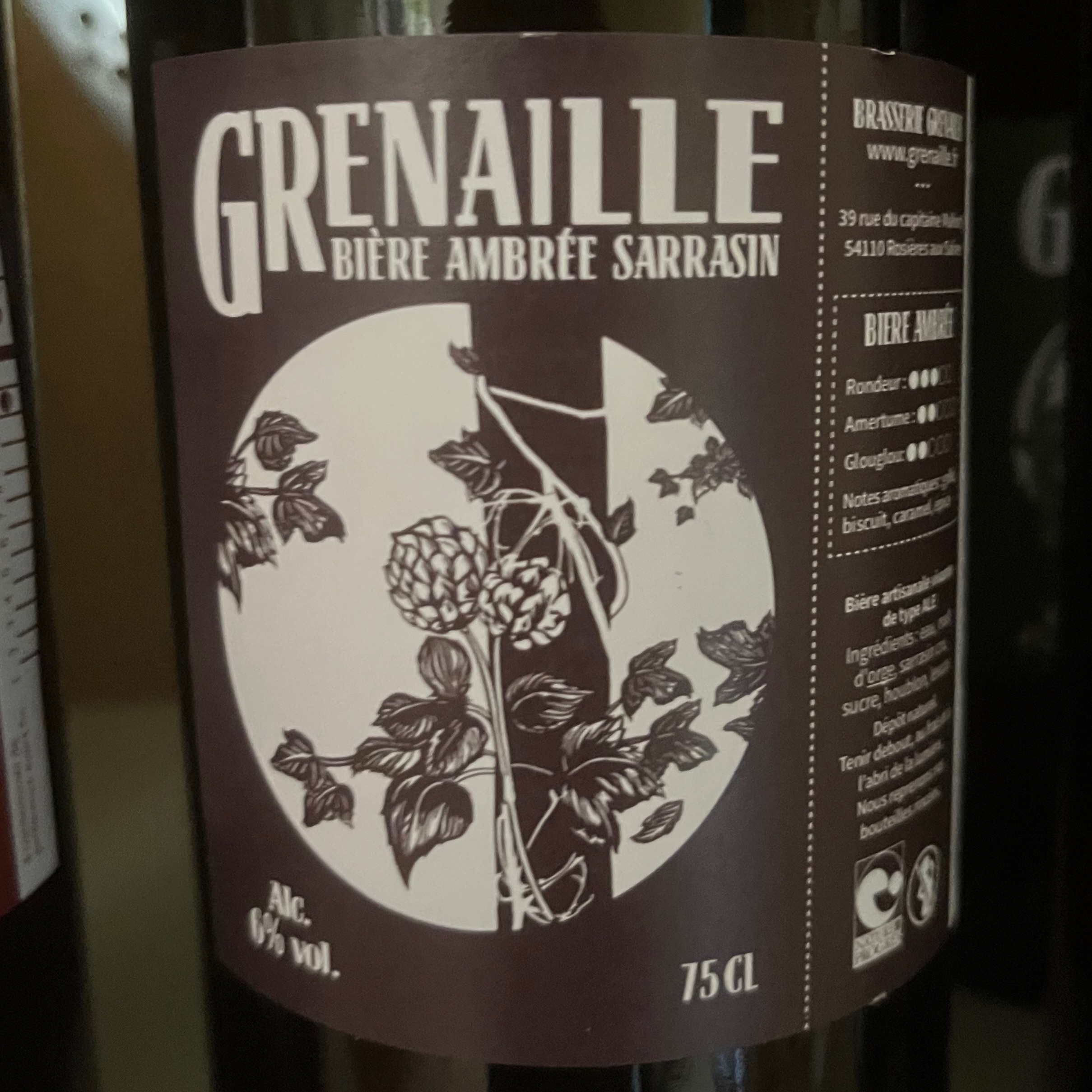 BIÈRE 75CL AMBRÉE (GRENAILLE)