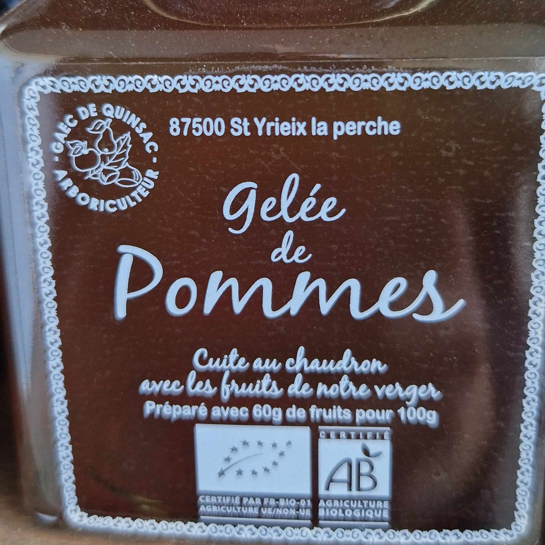 Gelée de pommes Bio 330gr
