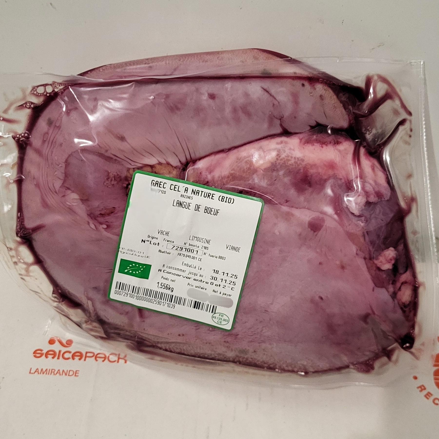 Langue de bœuf - 1,9kg