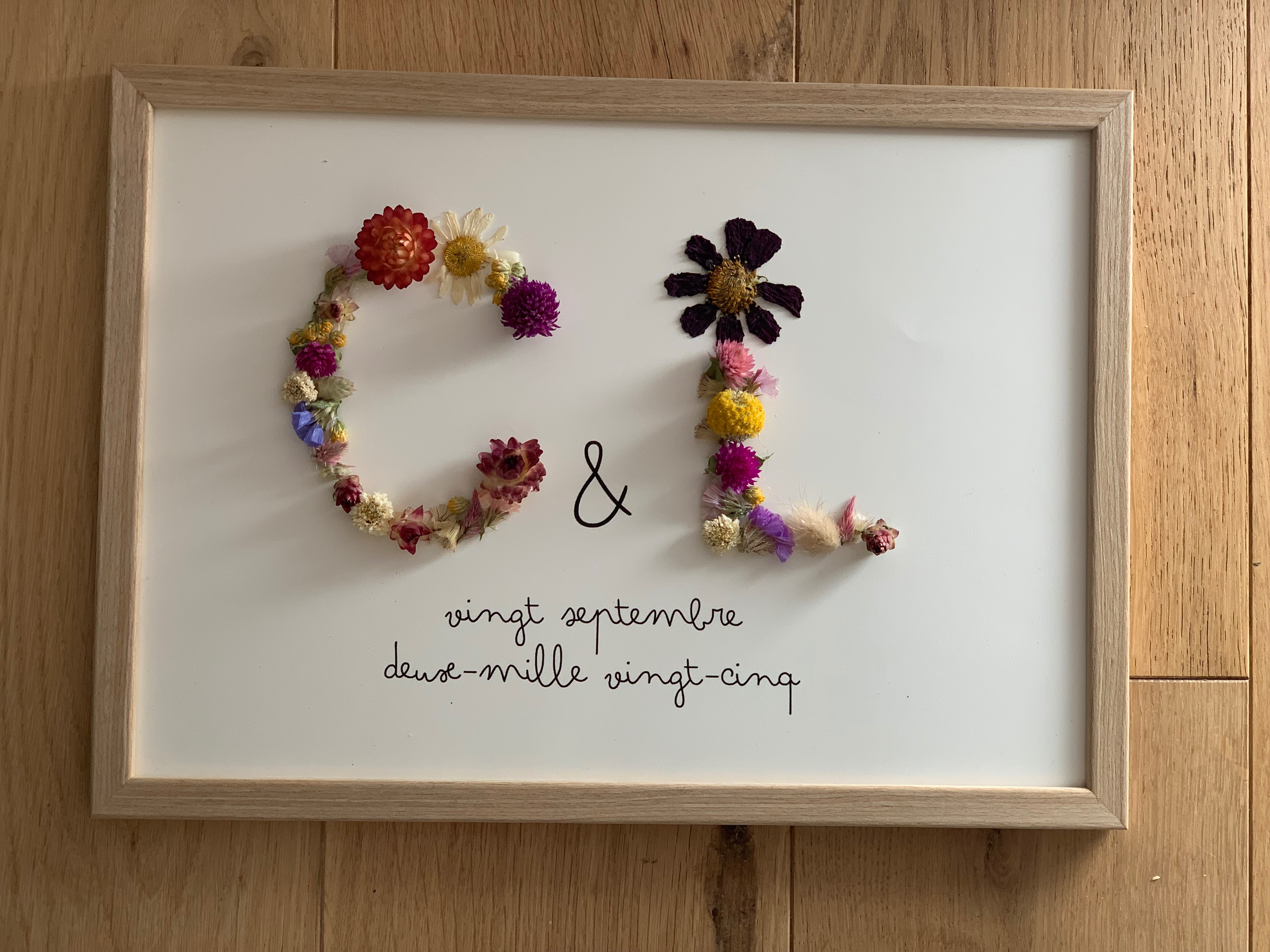 Cadre à personnaliser avec initiales et date de mariage