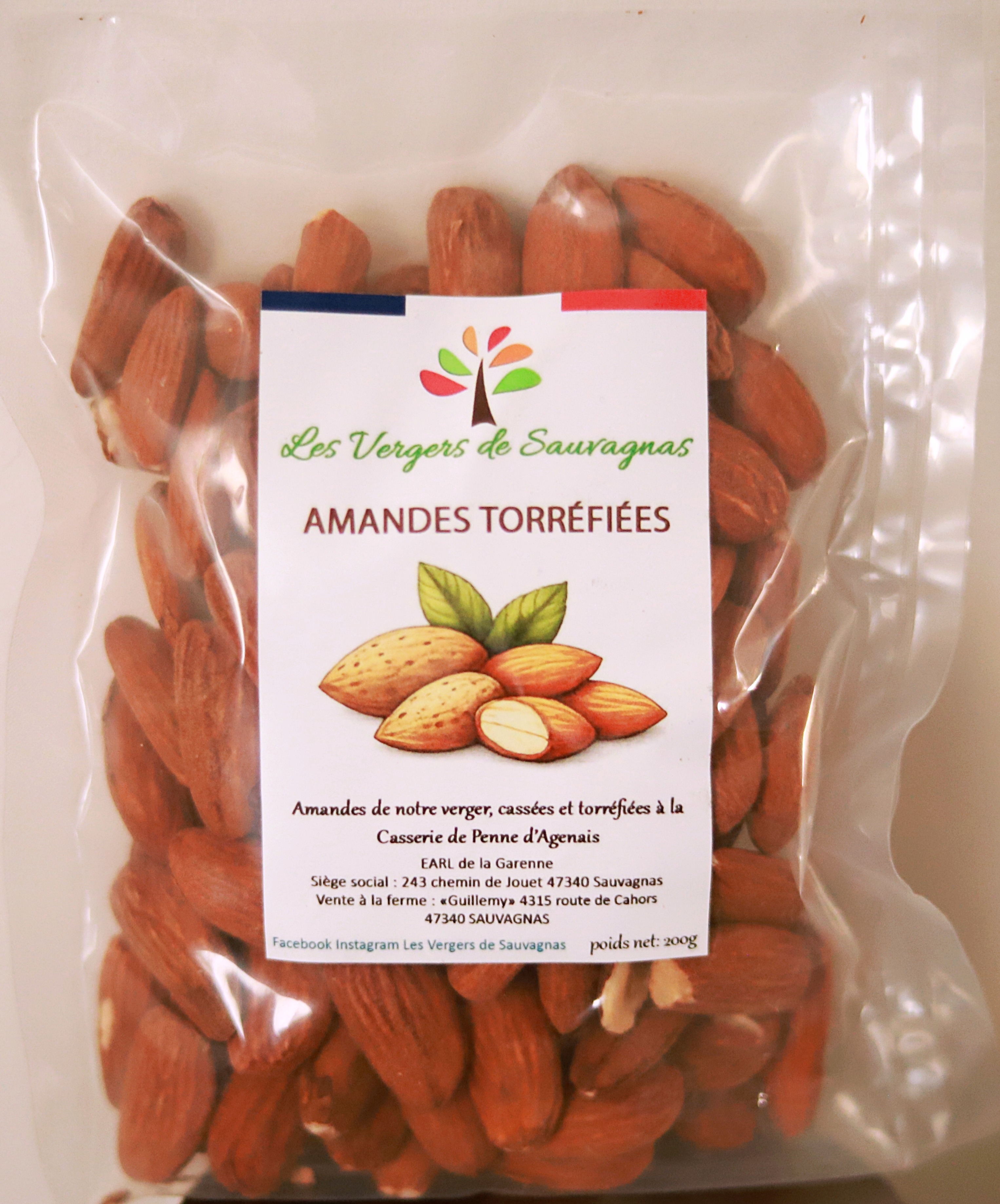 Amandes torréfiées 200g (carton de 15 sachets)