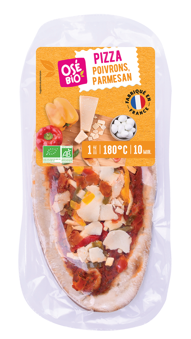 Pizza tomates, poivrons, mozzarella, parmesan - 180g