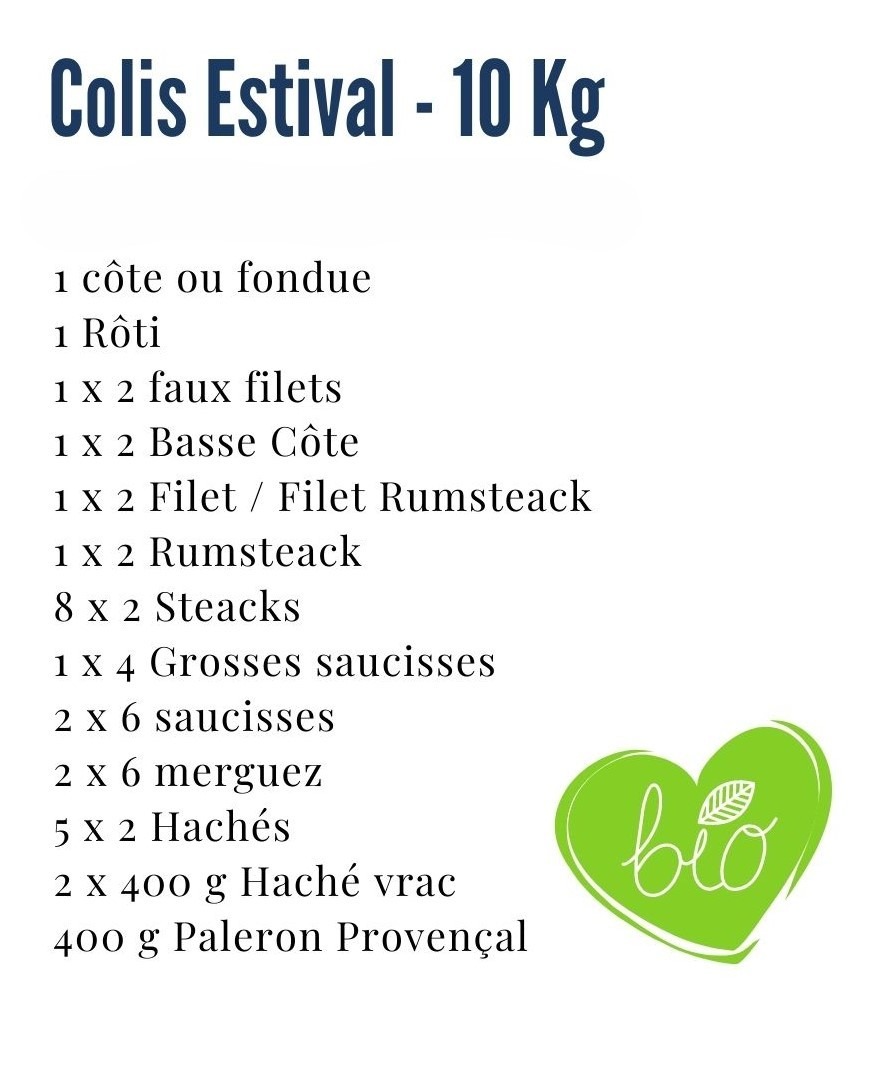 Colis de viande bovine Été - 10kg