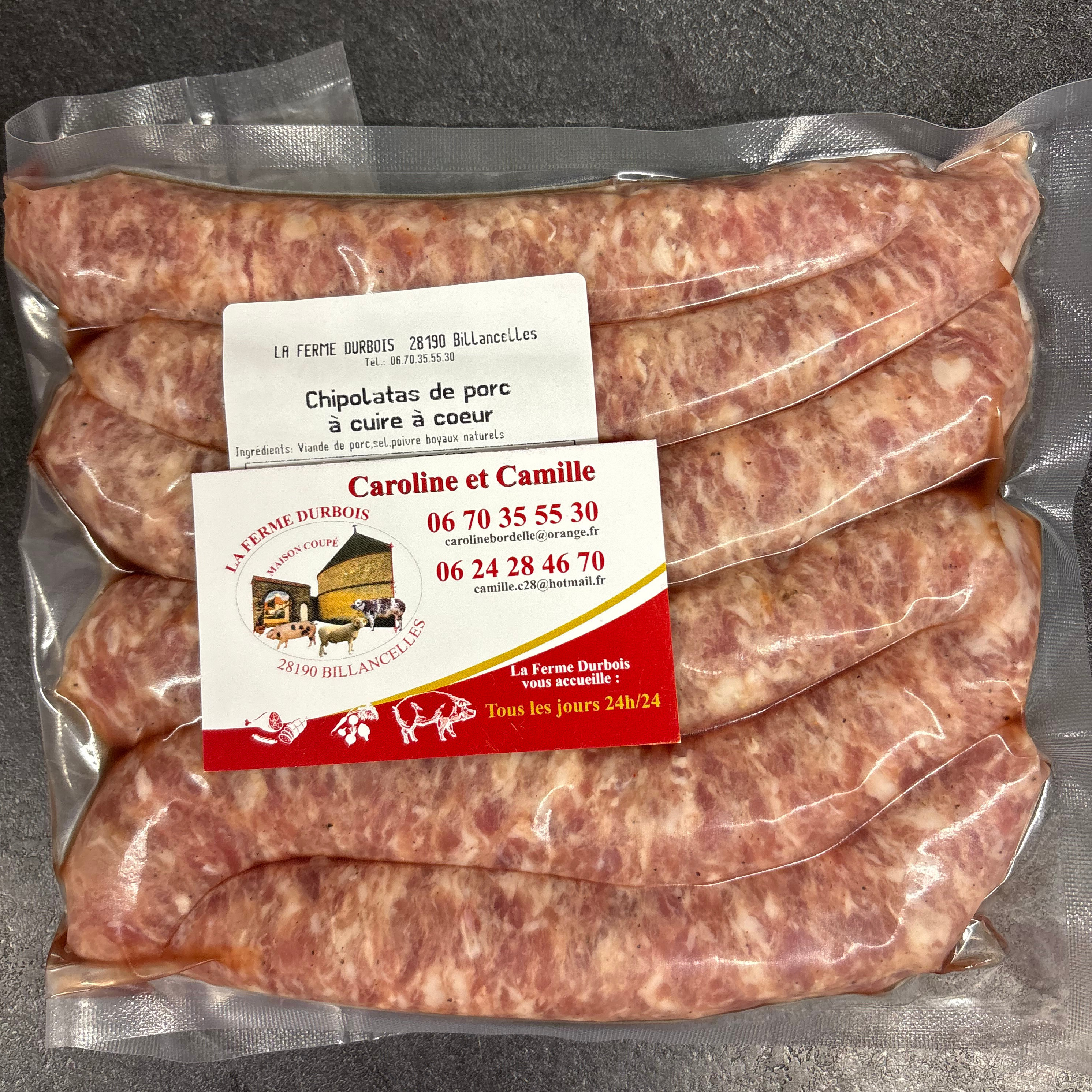 Chipolatas nature x6 | ferme durbois - 0,5kg
