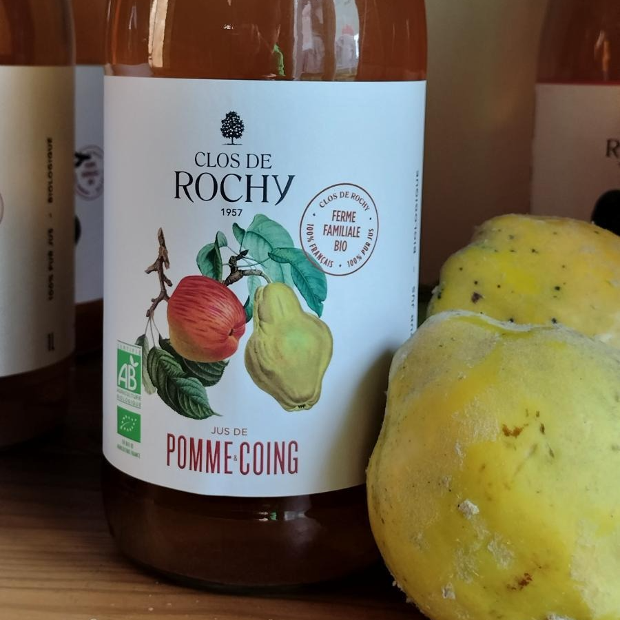 Jus de pomme coing bio local - Clos de Rochy à Charny