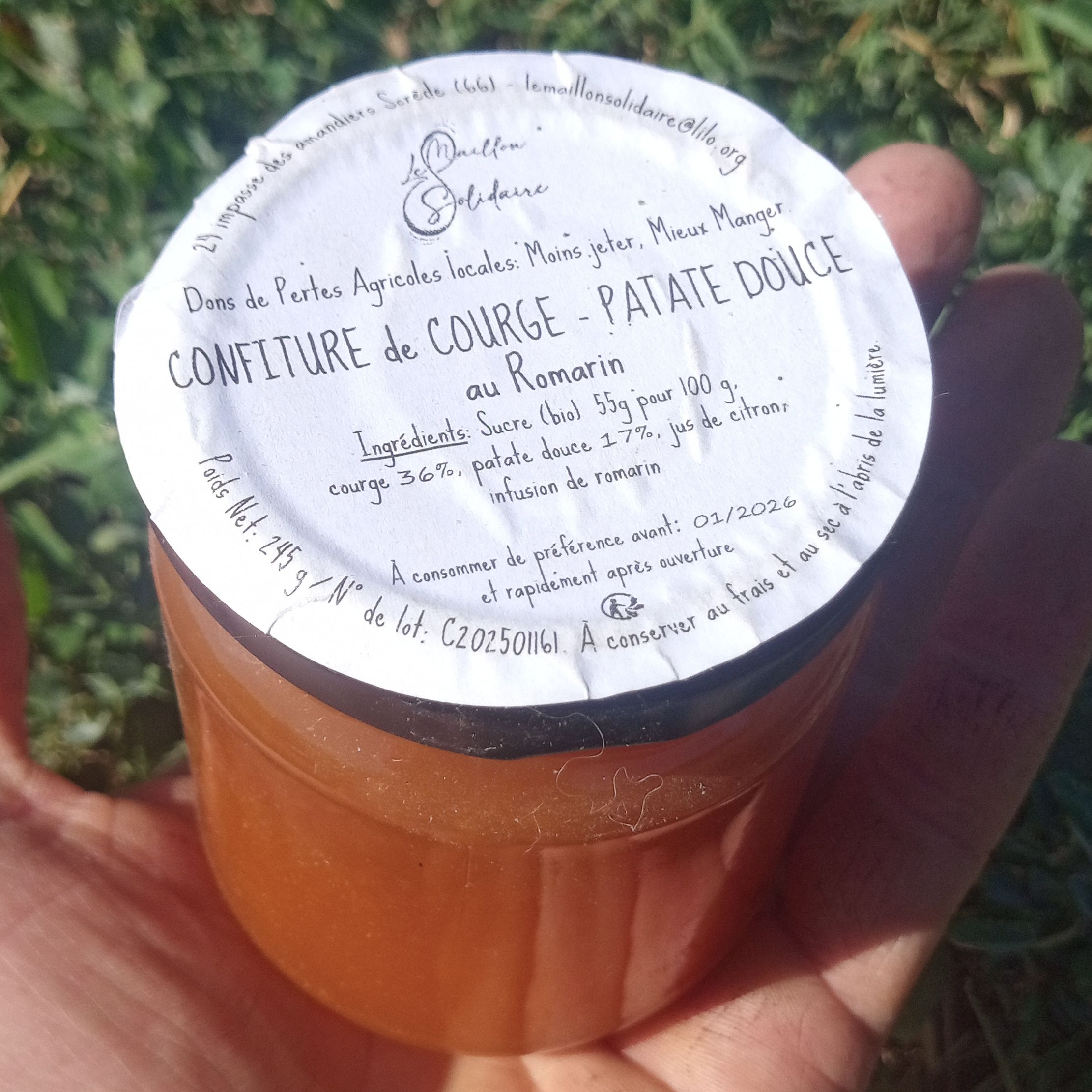 Confiture Courge et Patate Douce au Romarin / 245g