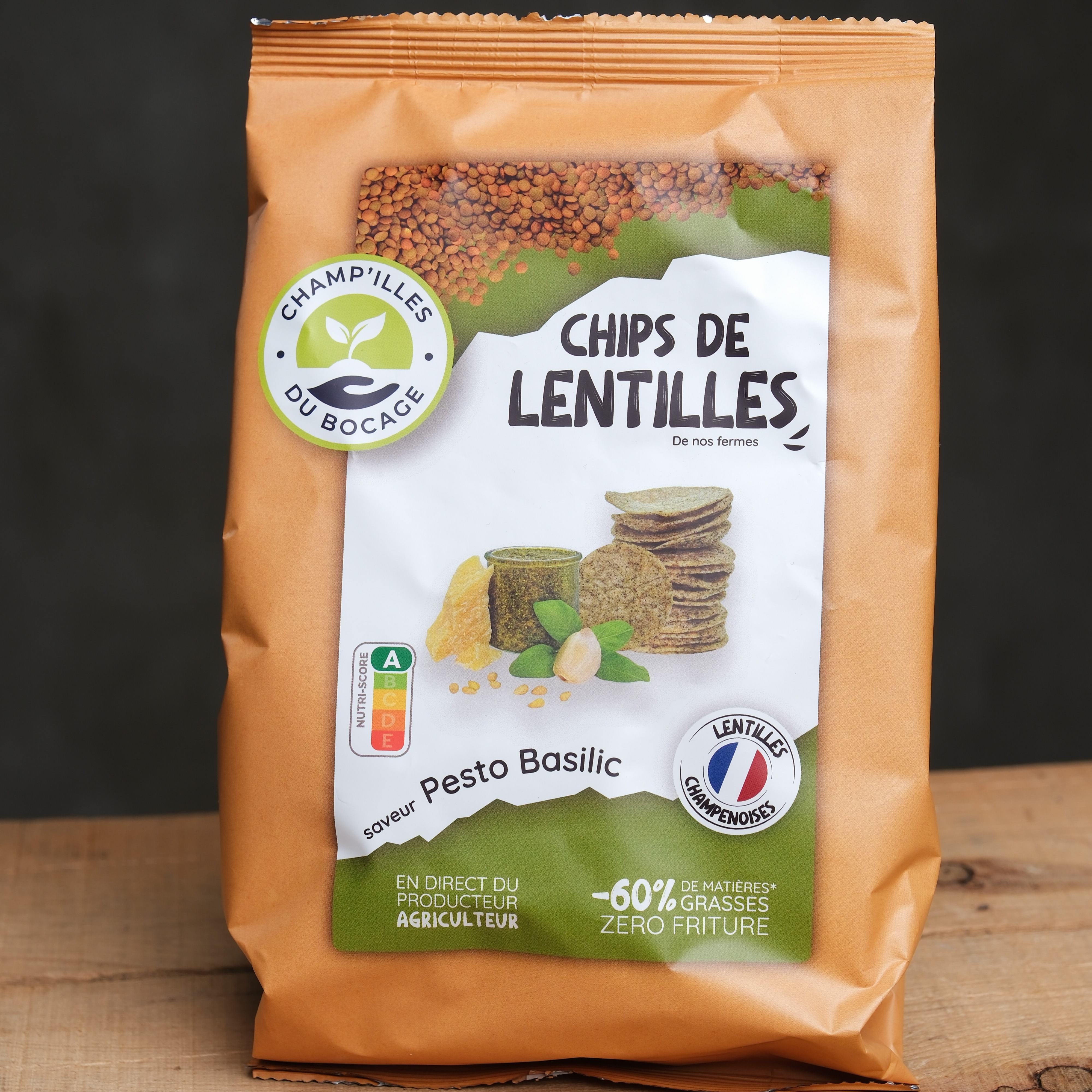 Chips de lentilles Pesto/Basilic