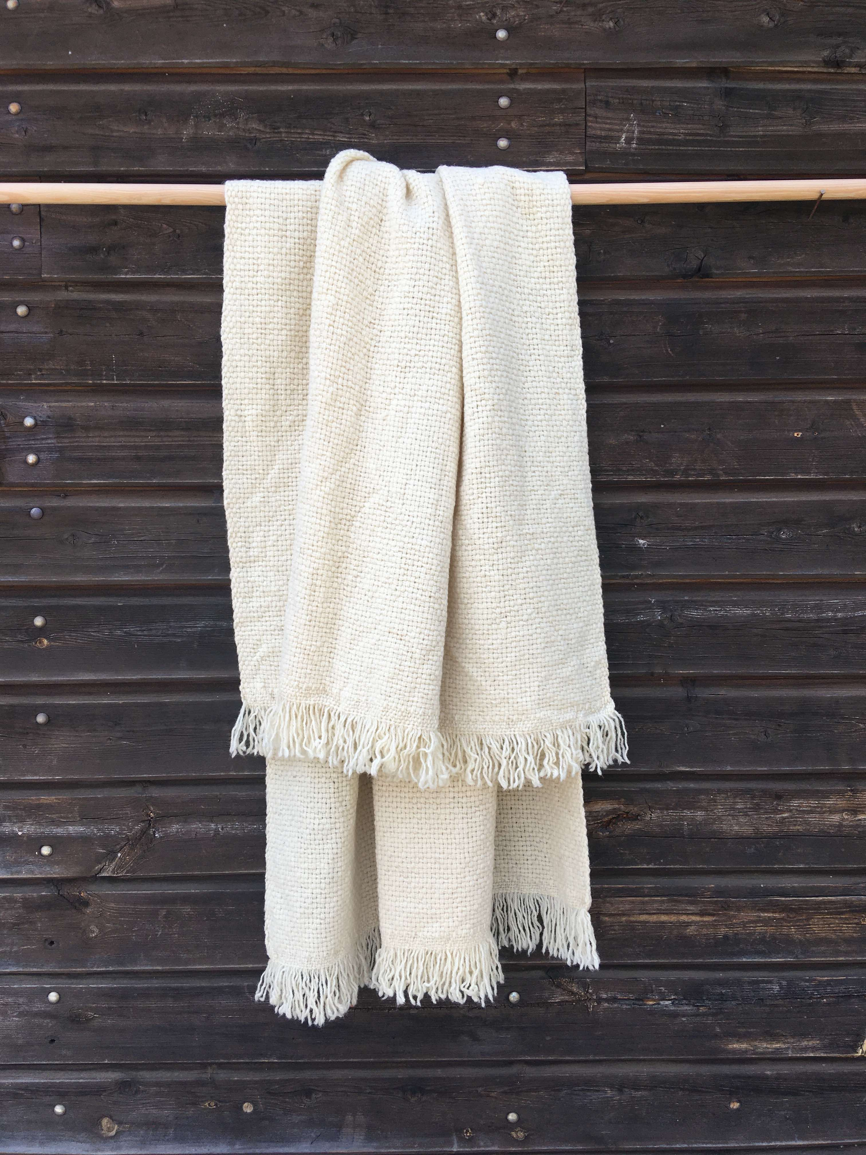 Plaid tissé à plat blanc