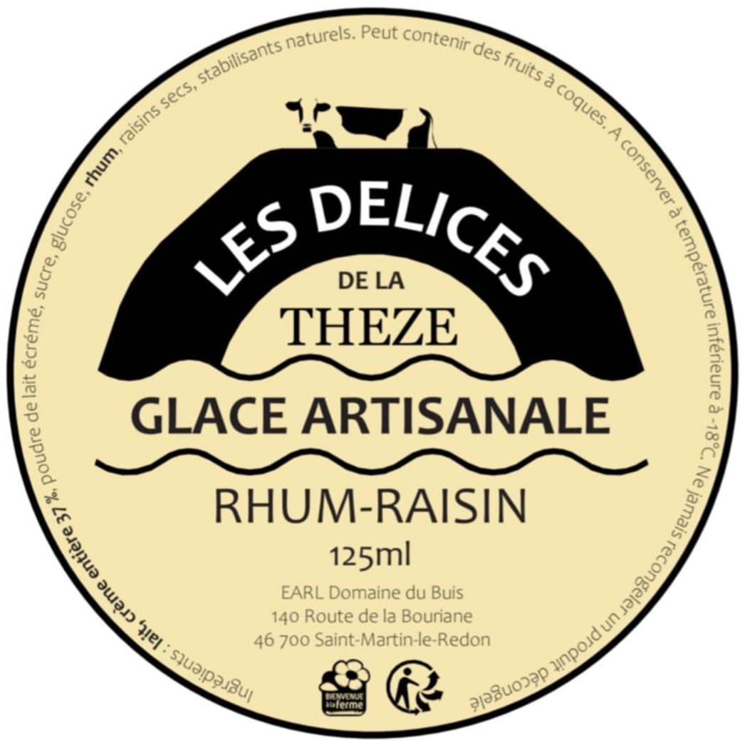 Glaces rhum raisin au lait de vache 750ml