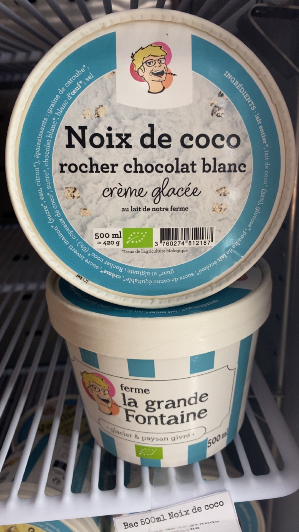 Crème glacée Noix de coco rocher chocolat blanc 500 ml