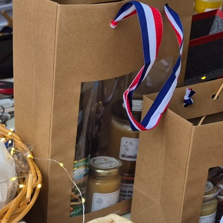 Sac kraft tricolore haut (2bt) 18x9x39cm