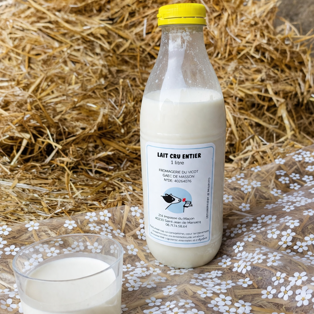 Lait de vache cru entier - 1l
