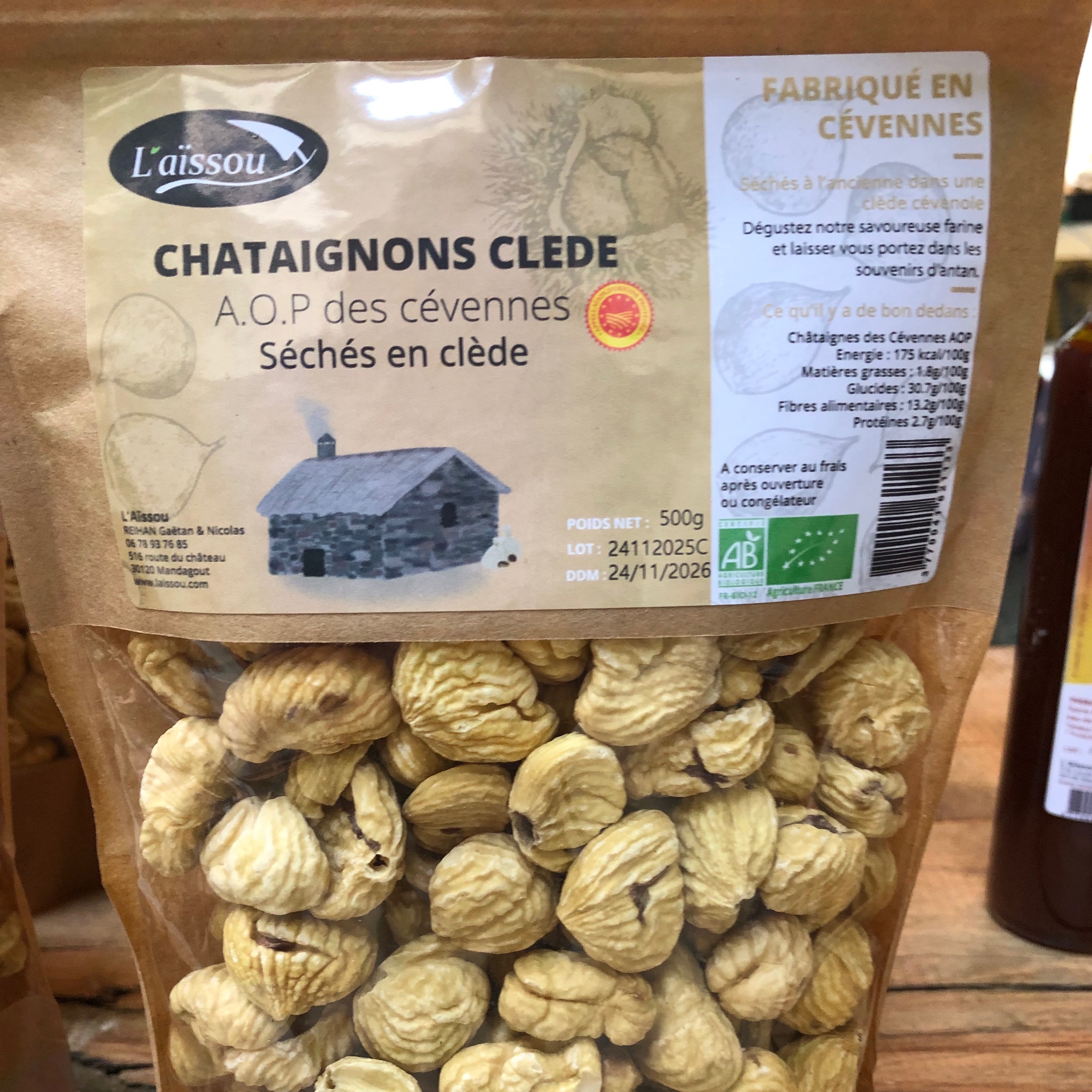 Châtaignes sèches fumées des Cévennes AOP - 500g