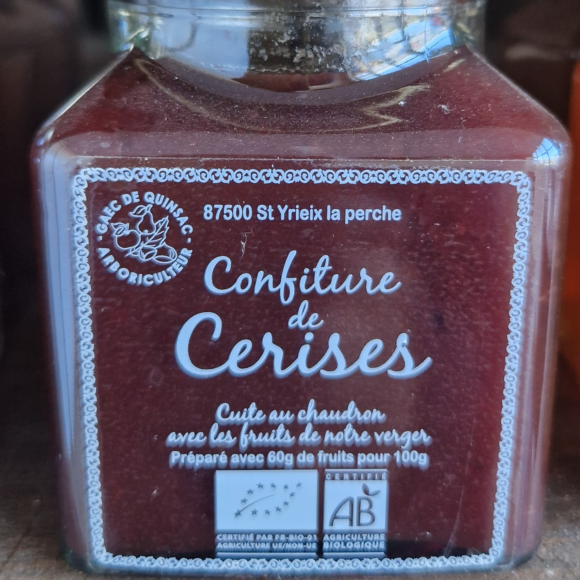 Confiture de cerises Bio 330gr
