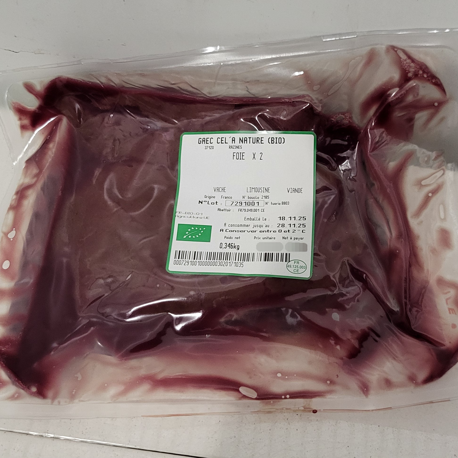 Foie de bœuf - 350g